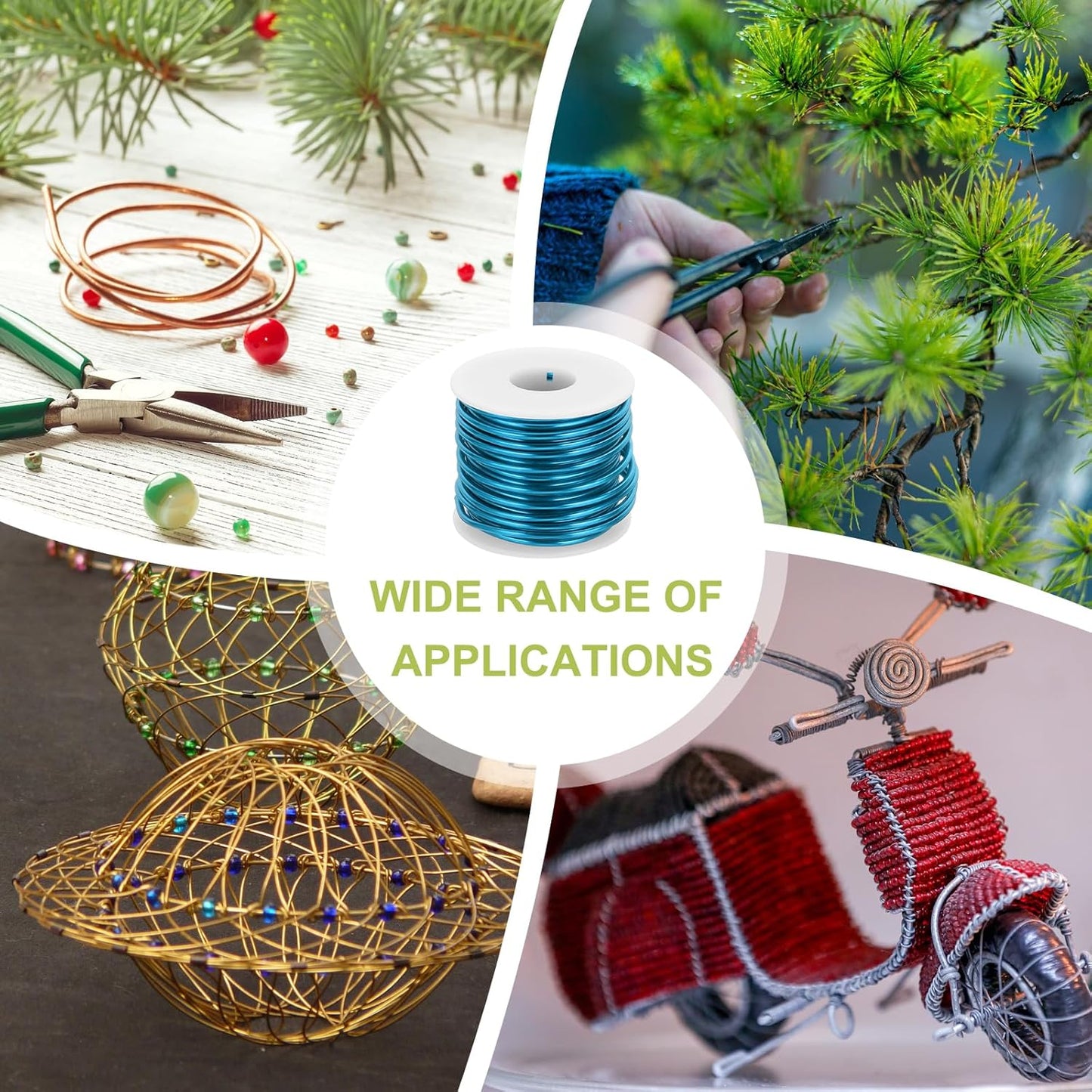 MECCANIXITY 9 Gauge Anodized Aluminum Craft Wire Bendable Bonsai Training Wire 56 Feet 3mm for Sculpting Crafts Wreath Floral Beading Jewelry Making, Blue