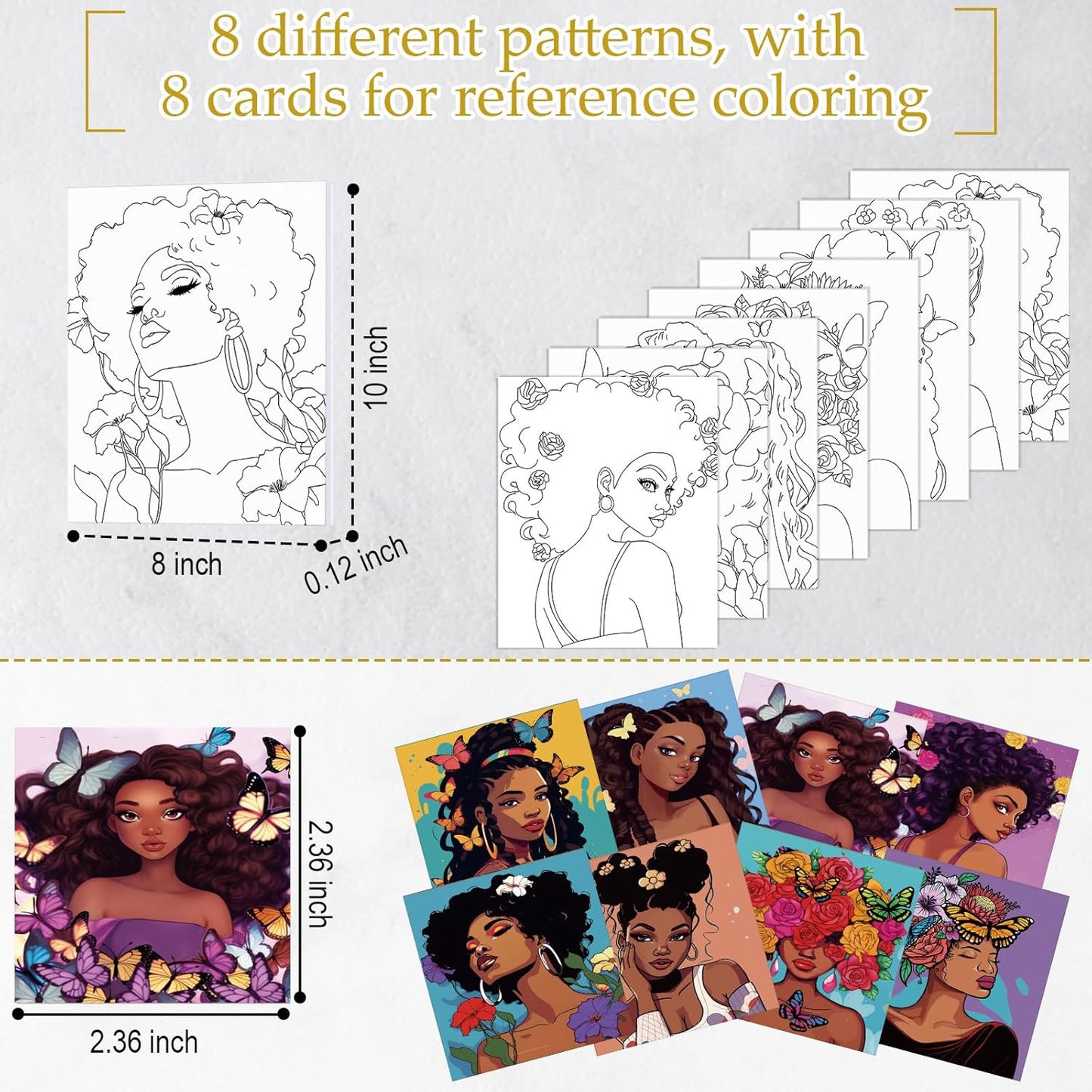 Cholemy 36 Pcs Paint and Sip Kit for Adults 8''x10'' Pre Drawn Canvas for Painting DIY Afro Acrylic Painting Kit Wood Easel Brushes Date Night Bulk for Christmas Party Gifts(Sunshine Lady)