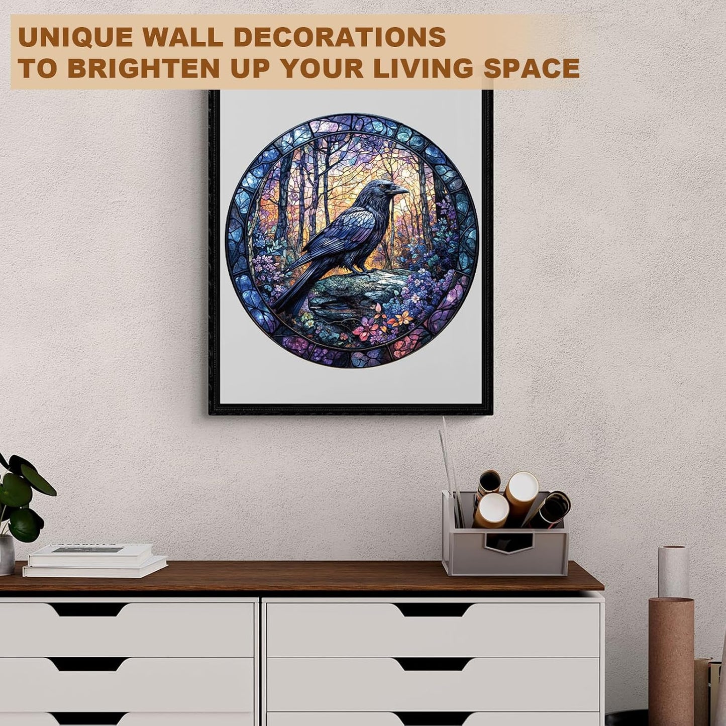 Wooden Puzzles for Adults, Wooden Jigsaw Puzzles, Exquisite Raven Puzzle, Gifts for Family or Friends for Any Holiday.（11.4 * 11.4 in 200pcs）