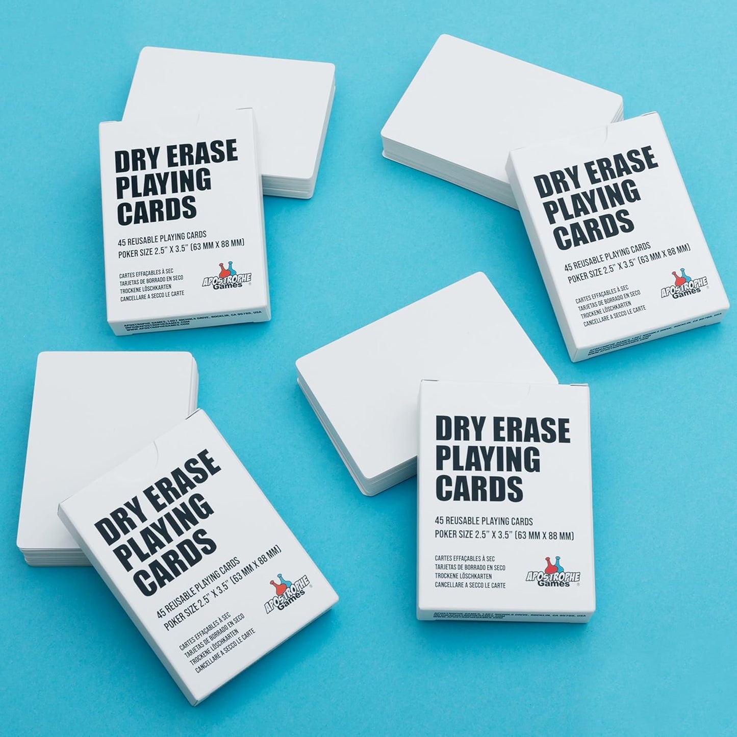 Dry Erase Blank Playing Cards w/Box, Poker Size - 2.5" x 3.5", 180 Reusable Cards, Flash Cards, Board Game & Note Cards