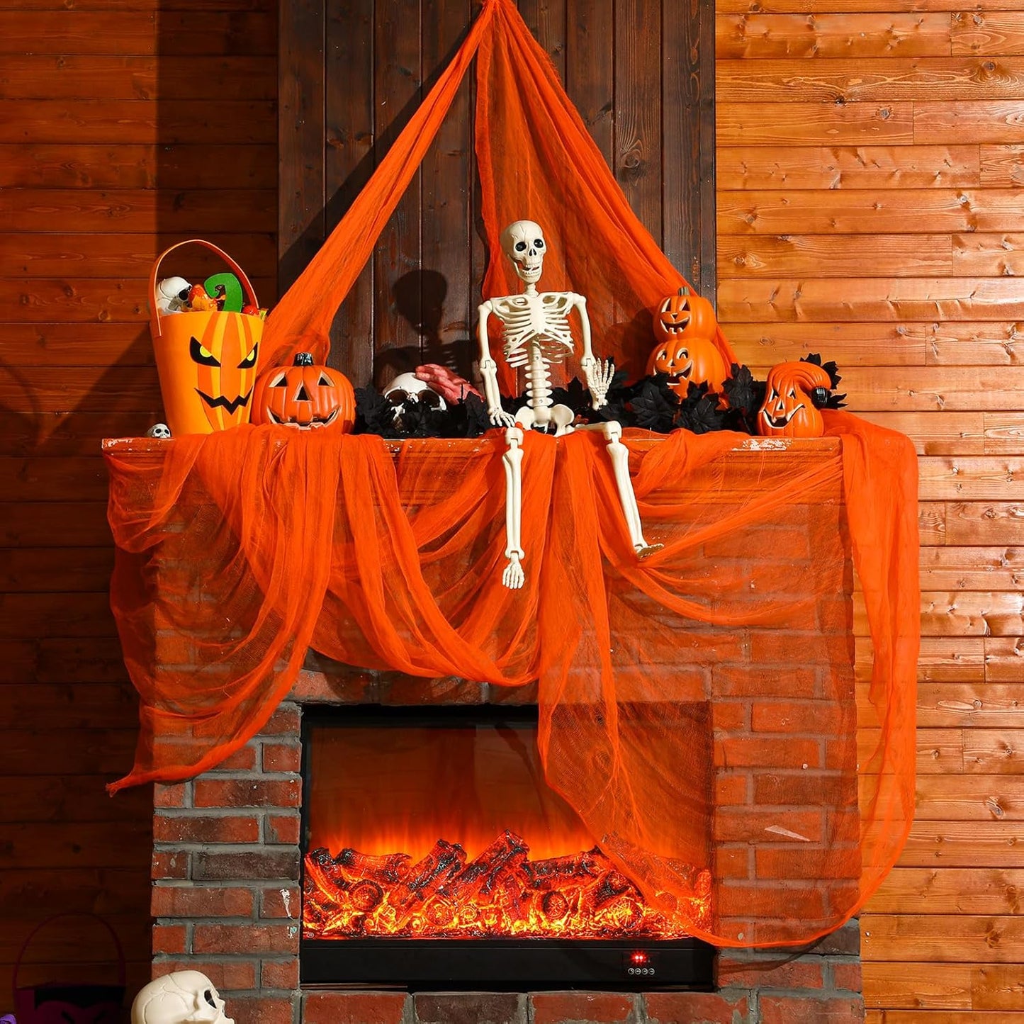 Boao Halloween Cheese cloth 85 x 394 Inch Orange Cheesecloth Roll for Crafts Large Cotton Muslin Gauze Fabric for Halloween Outdoor & Indoor Spooky Decoration