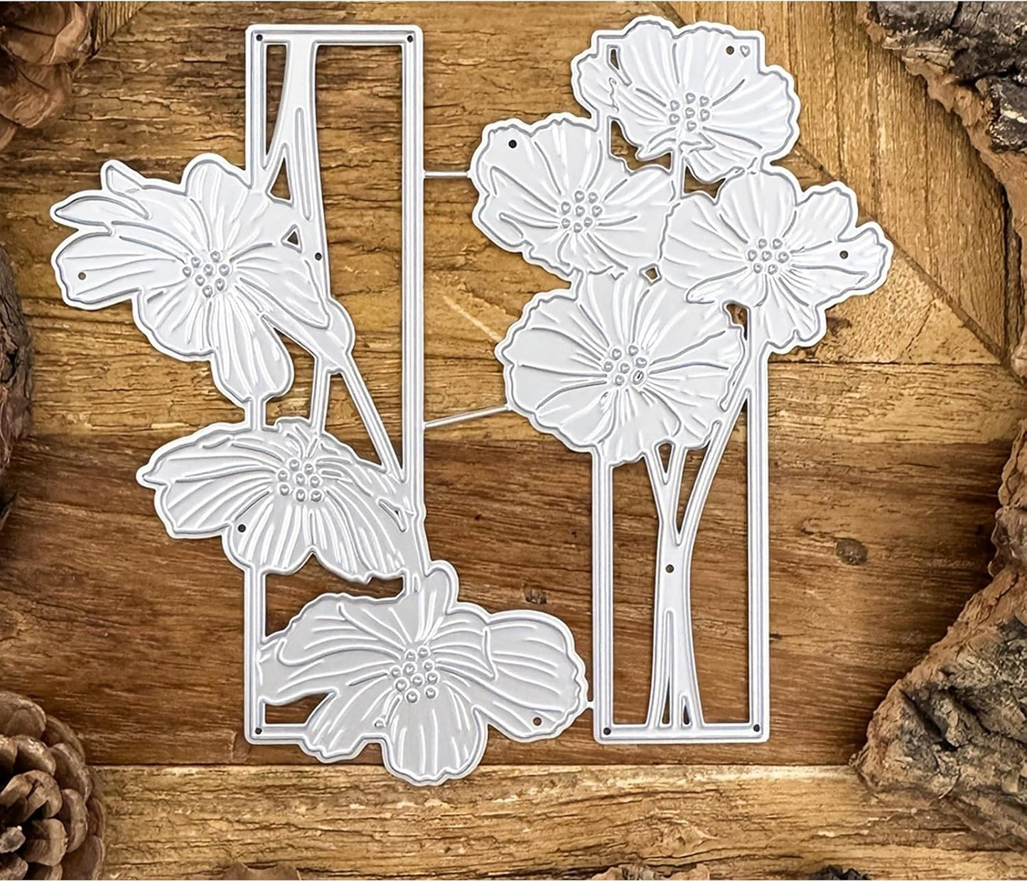 Lapoo Flowers Metal Cutting Die for Scrapbooking - Durable, Cut Stencils for DIY Scrapbook Photo Album Decorative Paper Card, Card Making Supplies, Embossing (Poppy Flower Frame 4.9 x 4.5 in)