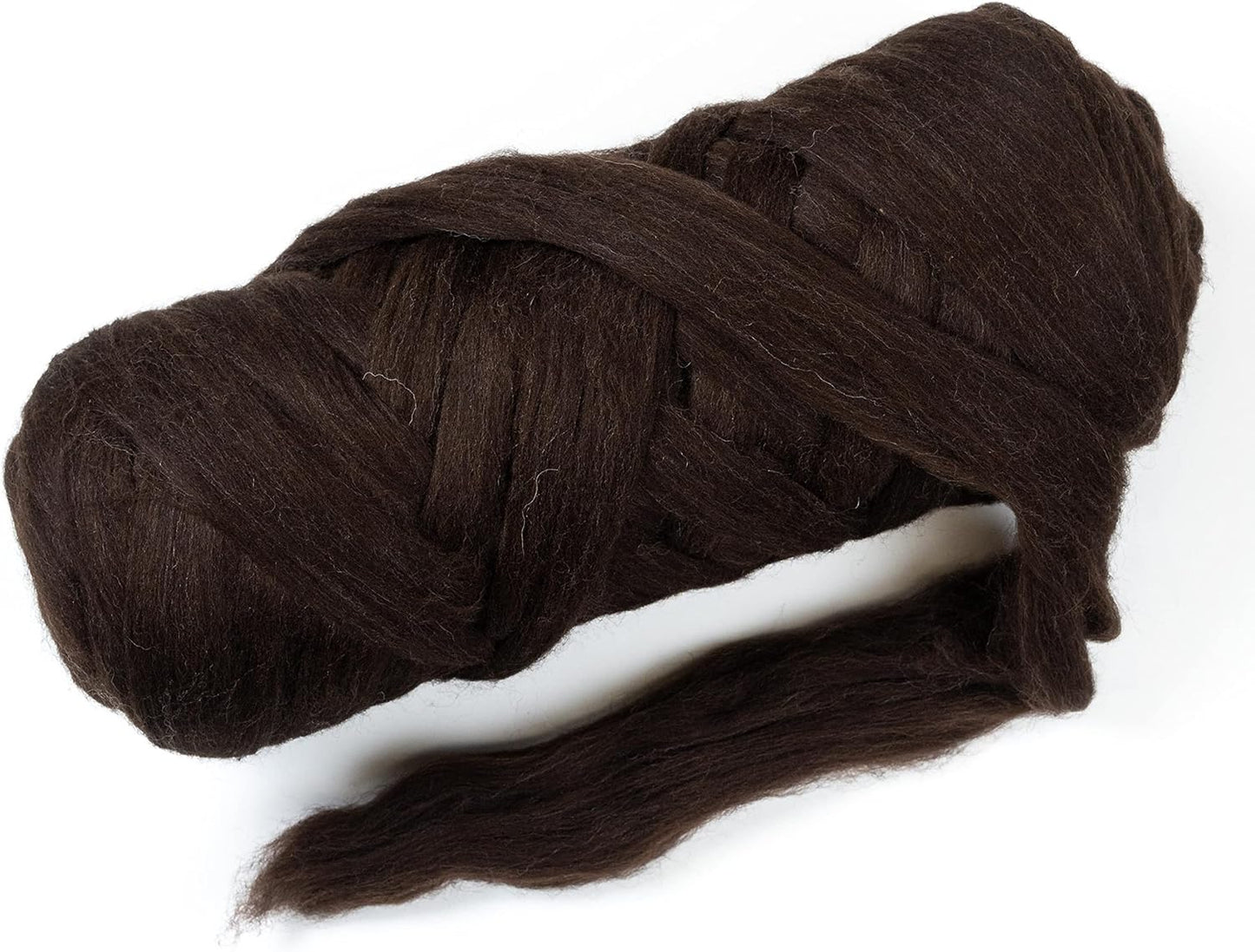 Natural Wool Bulk roving Yarn, 2 lb. Best Wool Spinning,Giant arm Knitting, Felting, Chunky Blankets Tapestry thow XXL Plaid un-Dyed. (Dark Brown Chocolate, 2 lb)