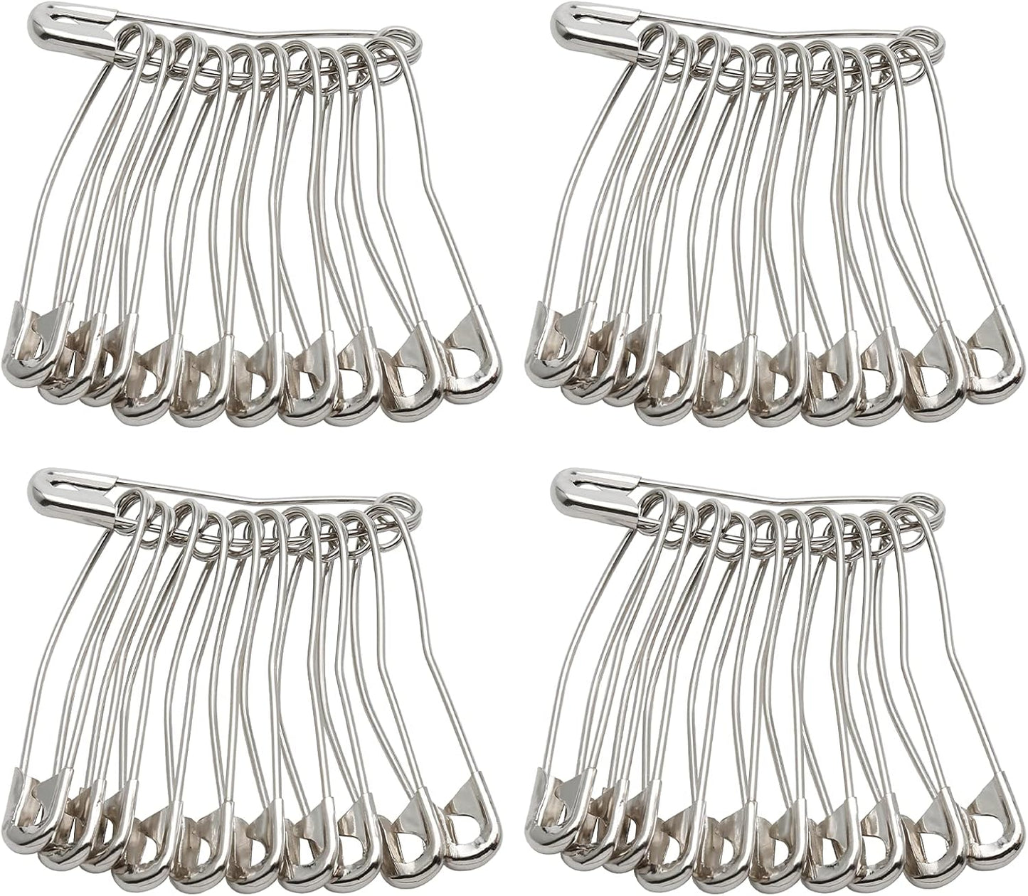 100Pcs Curved Safety Pins Size 3, 2" / 50mm Quilting Basting Pins, Bent Safety Pins for Quilting and Knitting (Sliver)