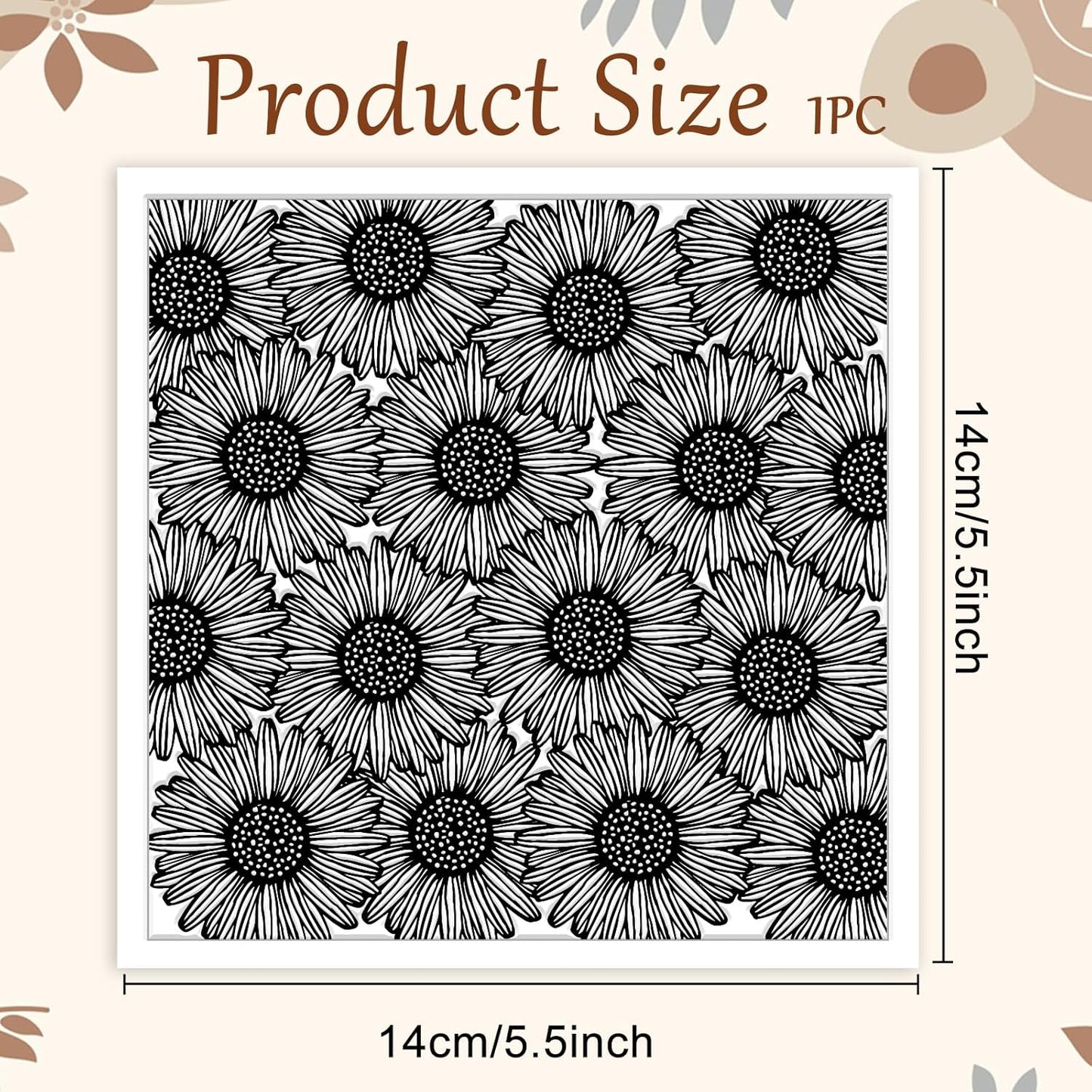 CHGCRAFT Wishing Flowers Polymer Clay Texture Sheets Silicone Texture Stamp Clay Texture Mat Modeling Pattern Pad Texture Sheets for Jewelry and Clay Earrings Tools, 5.5x5.5 inch