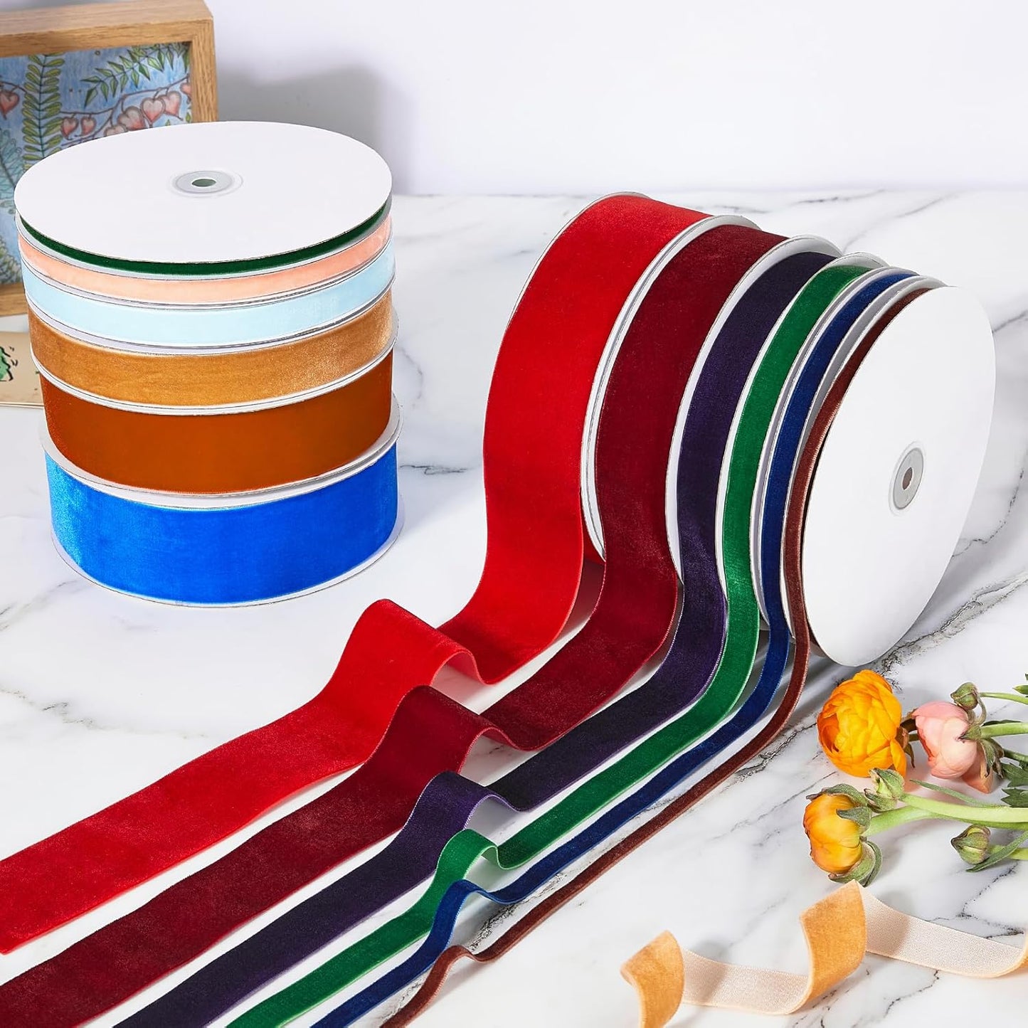 1.5" X 20 Yards Red Velvet Ribbon for Christmas Tree Wreath Decoration Handmade Crafts Ornaments Gift Wrapping & Bow Making