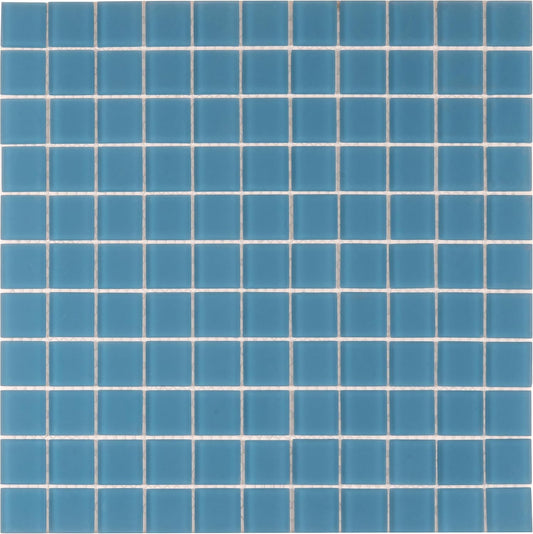 1"x1" Sky Blue Matte Finished Glass Mosaic Tile (9.67 Sq ft- Box of 10 Sheets)