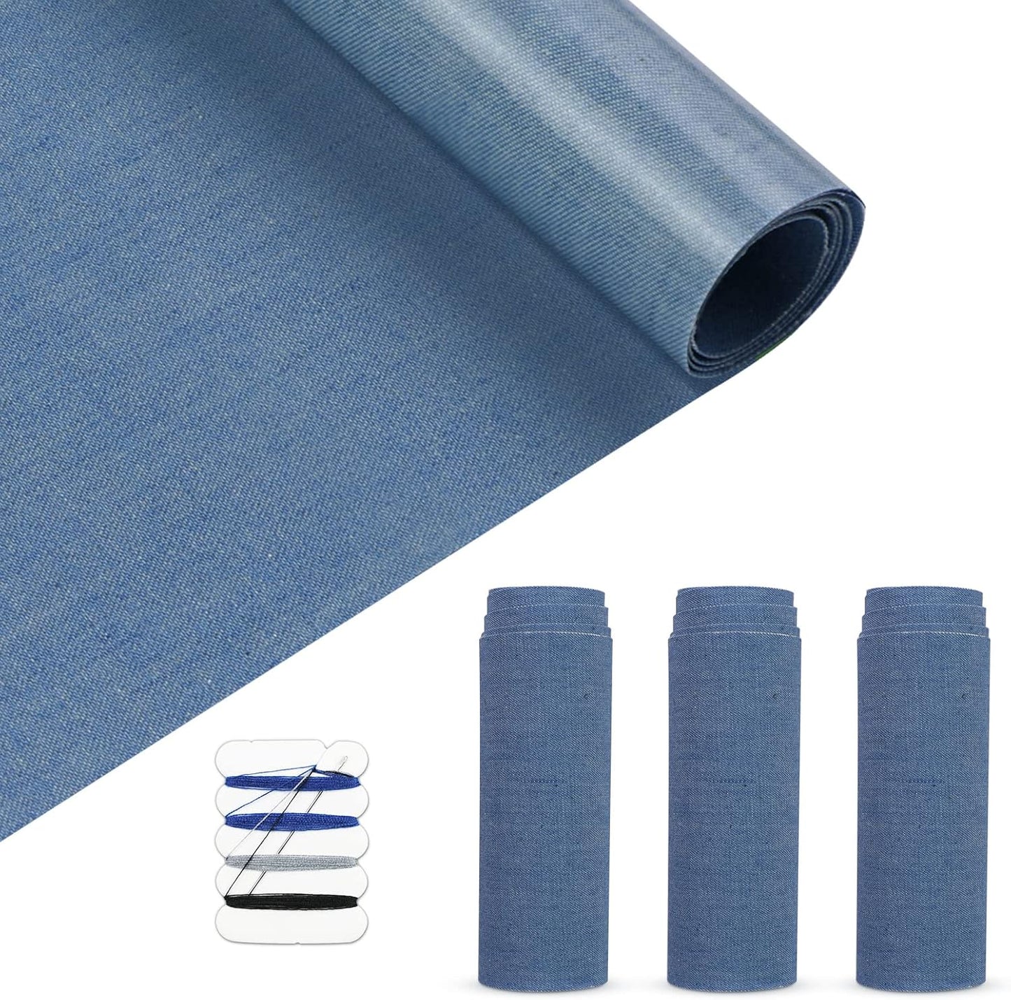 HTVRONT Iron on Patches for Clothing Repair 4 Rolls - Denim Patches for Jeans Kit 4" by 20", 4 Rolls of Iron On Denim Patches for Jeans Inside & Clothing Repair (Blue)