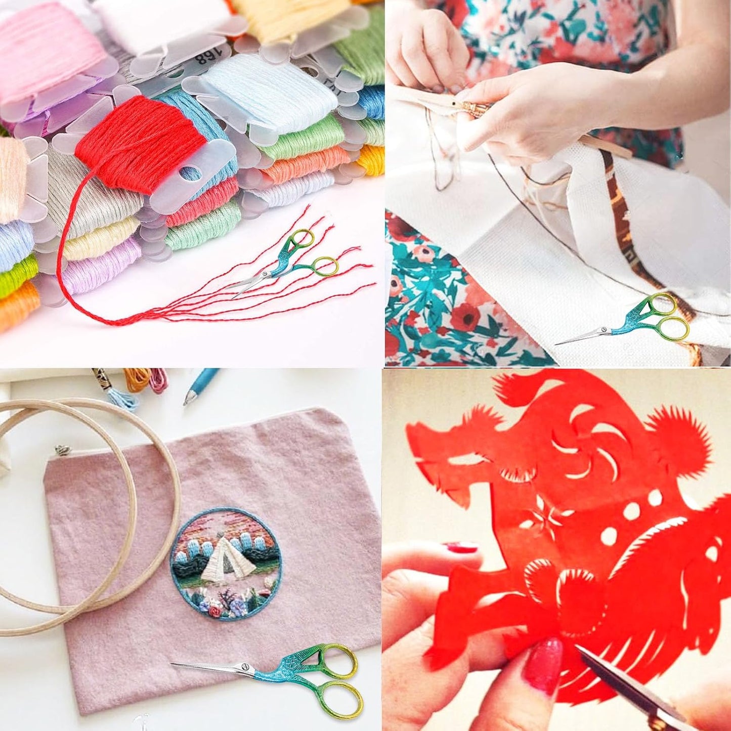 BIHRTC 4.5Inch Stainless Steel Sharp Tip Scissors with Leather Safe Cover Household Needlework Scissors for Embroidery Craft Needle Work Art Work Handcraft Threading