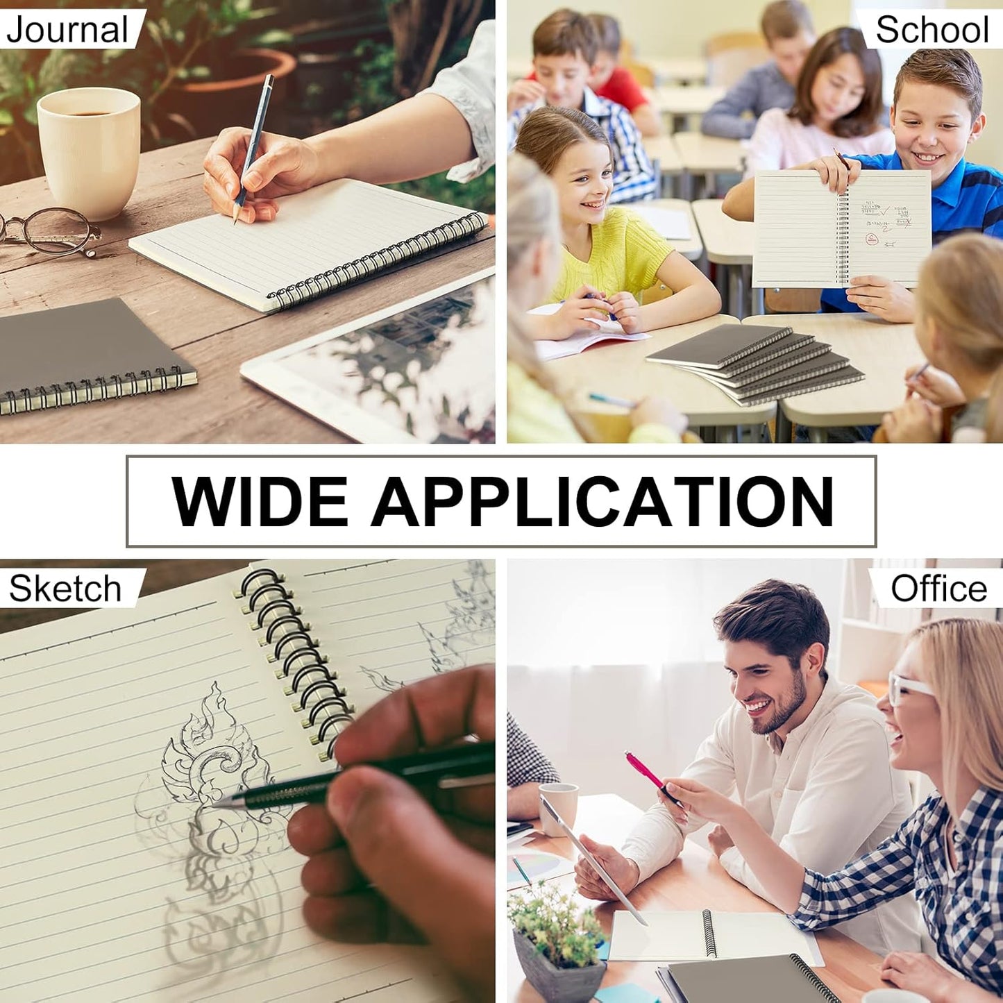 Yahenda 18 Pcs Spiral Notebook Bulk A5 Journal Lined 8.3'' x 5.5'' Writing Composition Paper Small Notepad Subject Notebook for Students Office Business Back to School Supplies (Dark Gray)