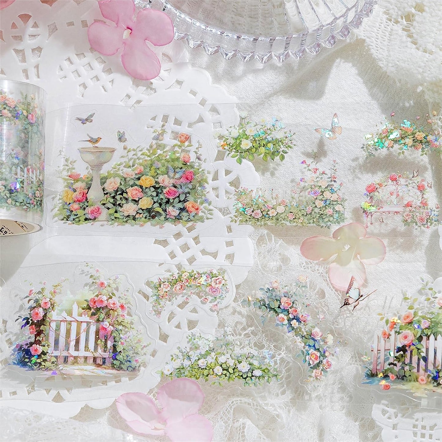 6 Rolls PET Tape Stickers,Plant Washi Tape for Scrapbooking, Pre-Cut Flower Tapes Stickers for Junk Journal,Journaling,Photo Album DIY Craft(Wild Flower)