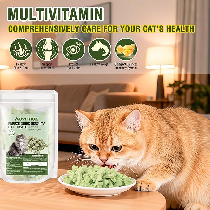 Freeze Dried Cat Chicken Salmon Treats All Natural Healthy Chewy Food Feline Bone-Shaped Snacks