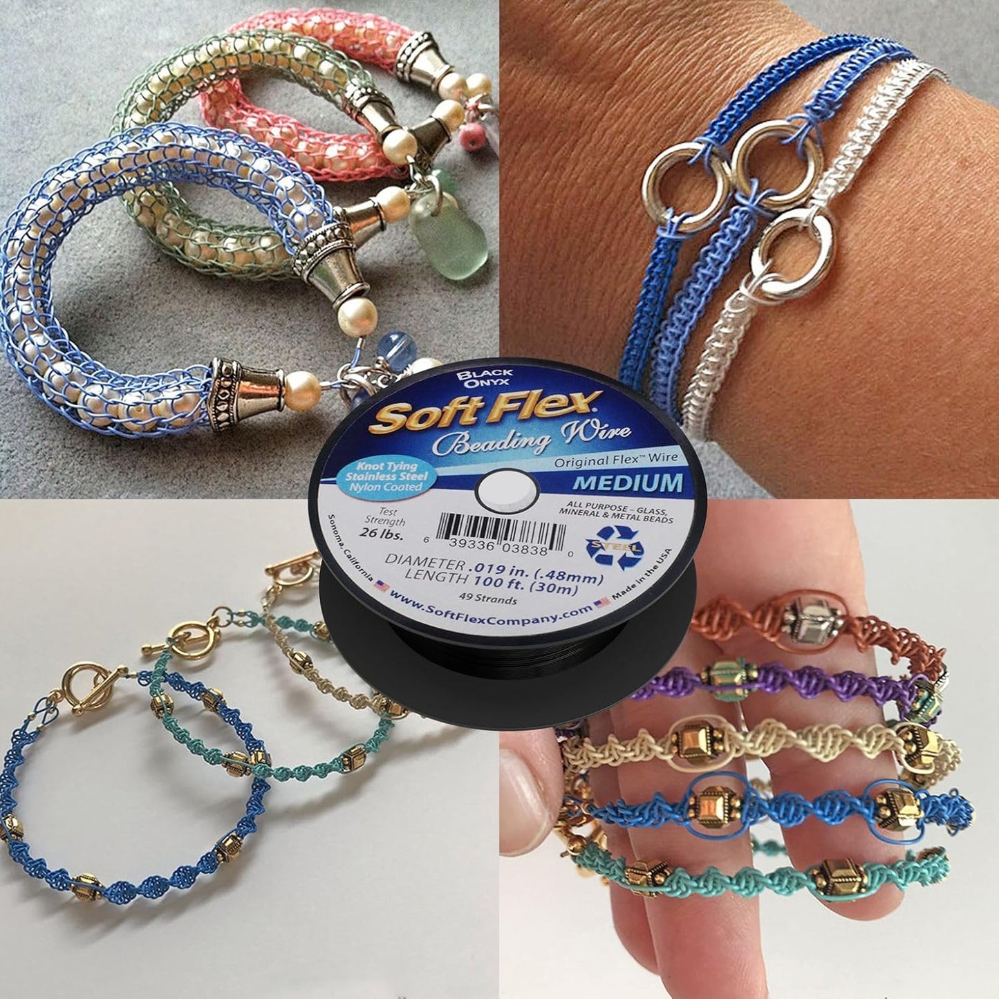 Soft Flex 49 Strand Beading Wire - Medium 0.19 Diameter - 100 Feet Nylon Design Wire