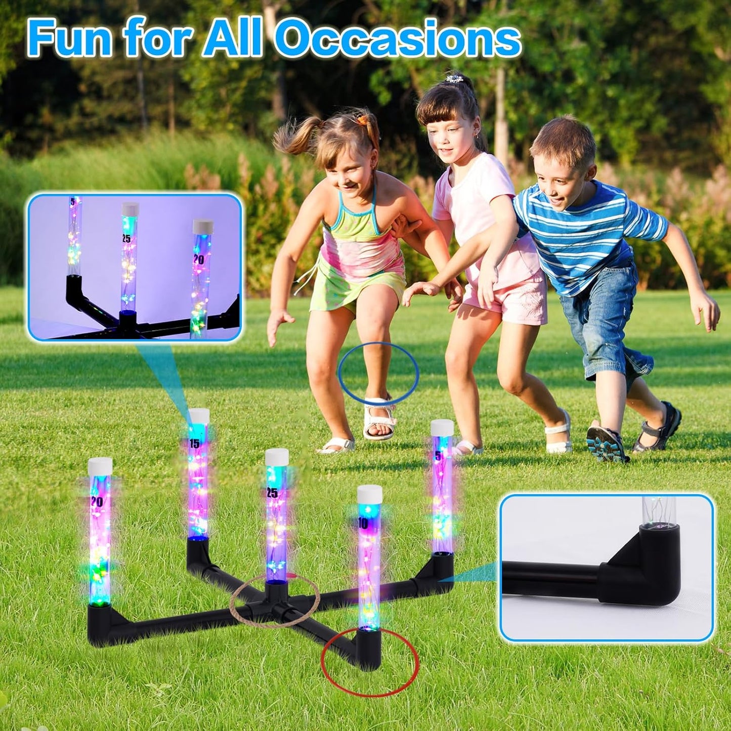 Outdoor Games Ring Toss Games Glow in Dark, Yard Games for Adults and Family