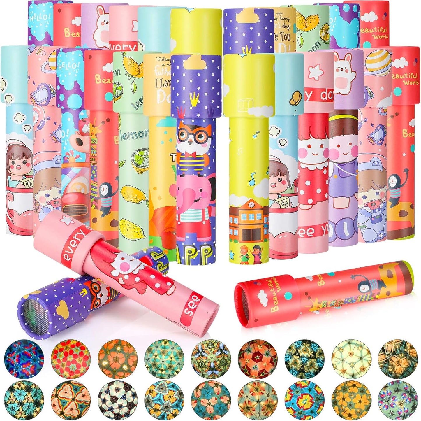 Chivao 30 Pcs Classic Kaleidoscopes Kids Vintage Toys, Return Gifts for Kids Birthday Mini Kaleidoscope Kit for School Classroom Prizes, Stock Stuffers Bag Fillers, Random Colors(Elegant Style)