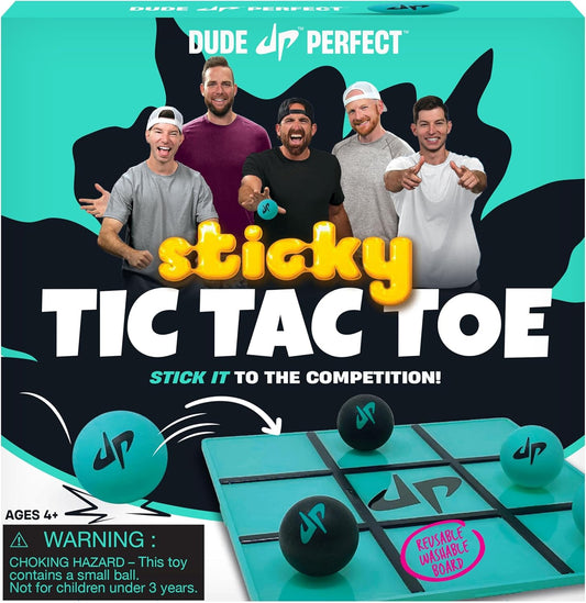 Dude Perfect Sticky Tic Tac Toe, Kids Tabletop Activity, for Family Game Night, Perfect for a Gift and Parties, 2 Players, Ages 4+