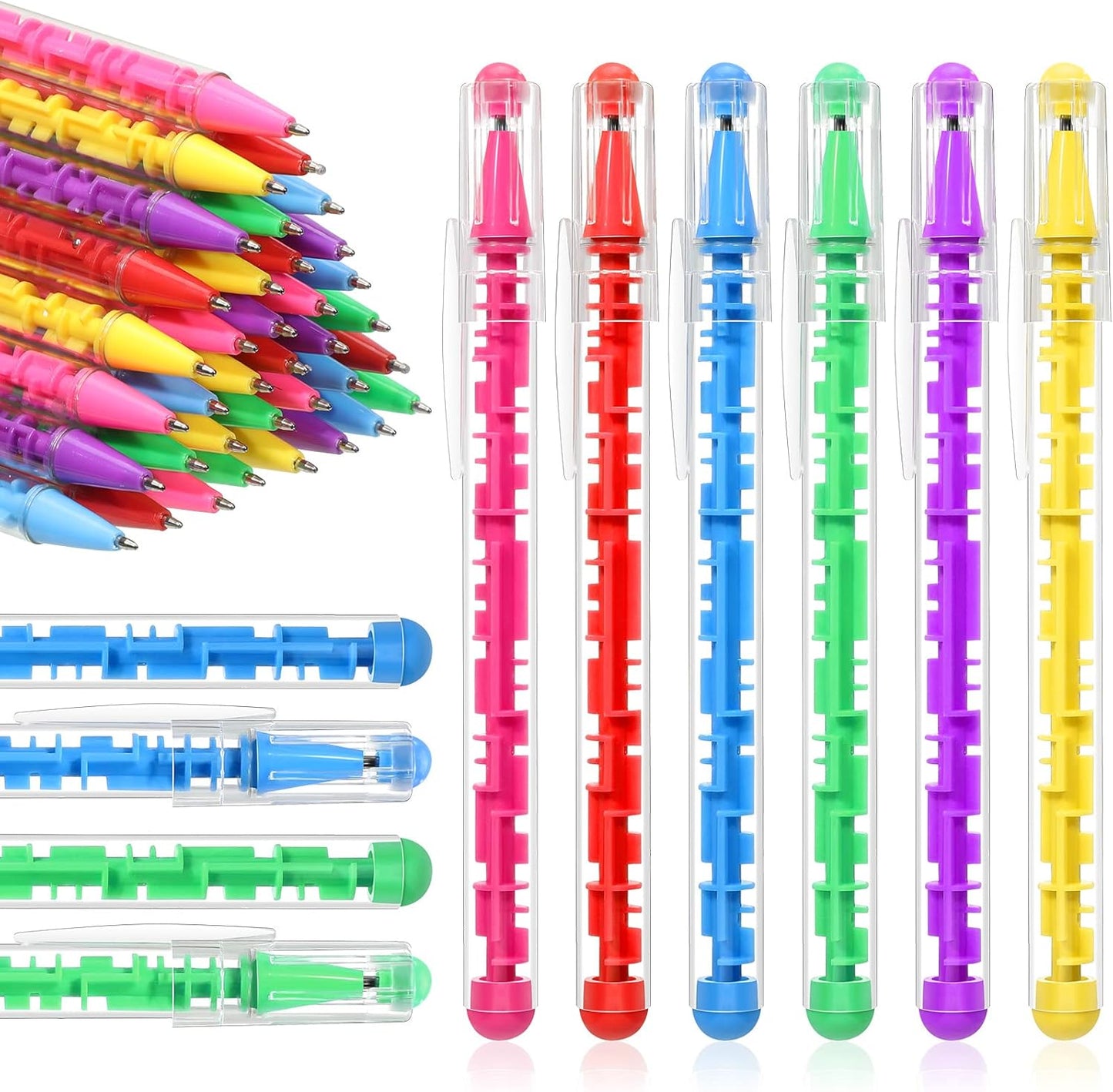 Epakh 36 Pcs Maze Puzzle Shape Ballpoint Pen with Built in Ball Novelty Creative Pens Blue Ink Fidget Maze Toy Stress Relief Puzzle toys for Adult Kids Office School Party Favor, Bright Colors