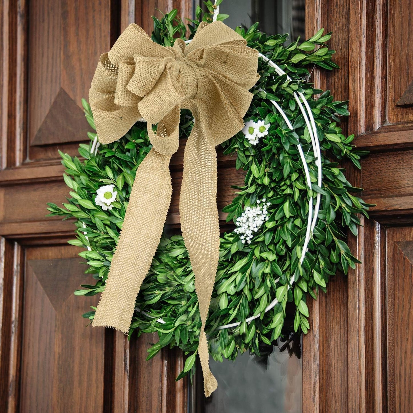 KINJOEK 2 Inch Wide 54 Yards Burlap Ribbon, Natural Jute Fabric Ribbon Crafts Ribbon for Christmas Wedding Gifts Burlap Fabric DIY for Decoration