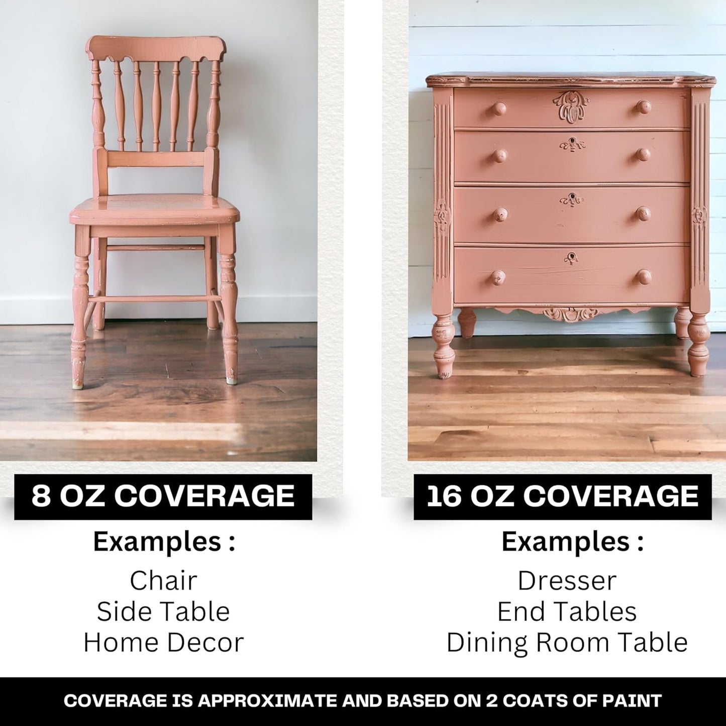 Daydream Apothecary Premium Chalk Style Paint for Furniture, Home Décor, Wood, DIY Interior Projects, Quick Dry, No Prep or Prime Needed, Matte Light Coral - 16oz