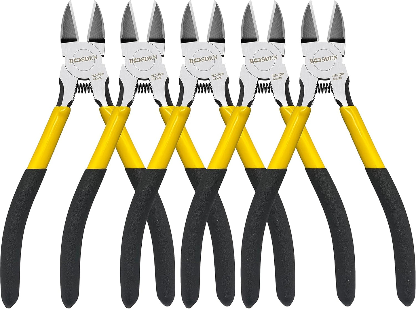 Wire Cutters 5 Pack, 6 inch Flush Cutters, BOOSDEN Spring Loaded Cutting Pliers,Precision Side Cutters,Sharp Diagonal Cutters,Small Wire Snips for Crafting