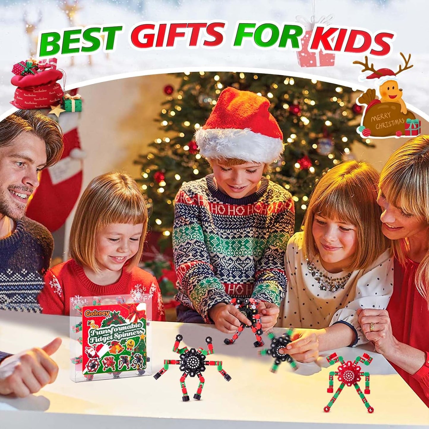 Fidget Spinners for Kids and Adults Christmas Fidget Toys Gifts, Stress Relief Sensory Toys for Boys and Girls Fingertip Gyros for ADHD Autism for Kids Birthday Gifts