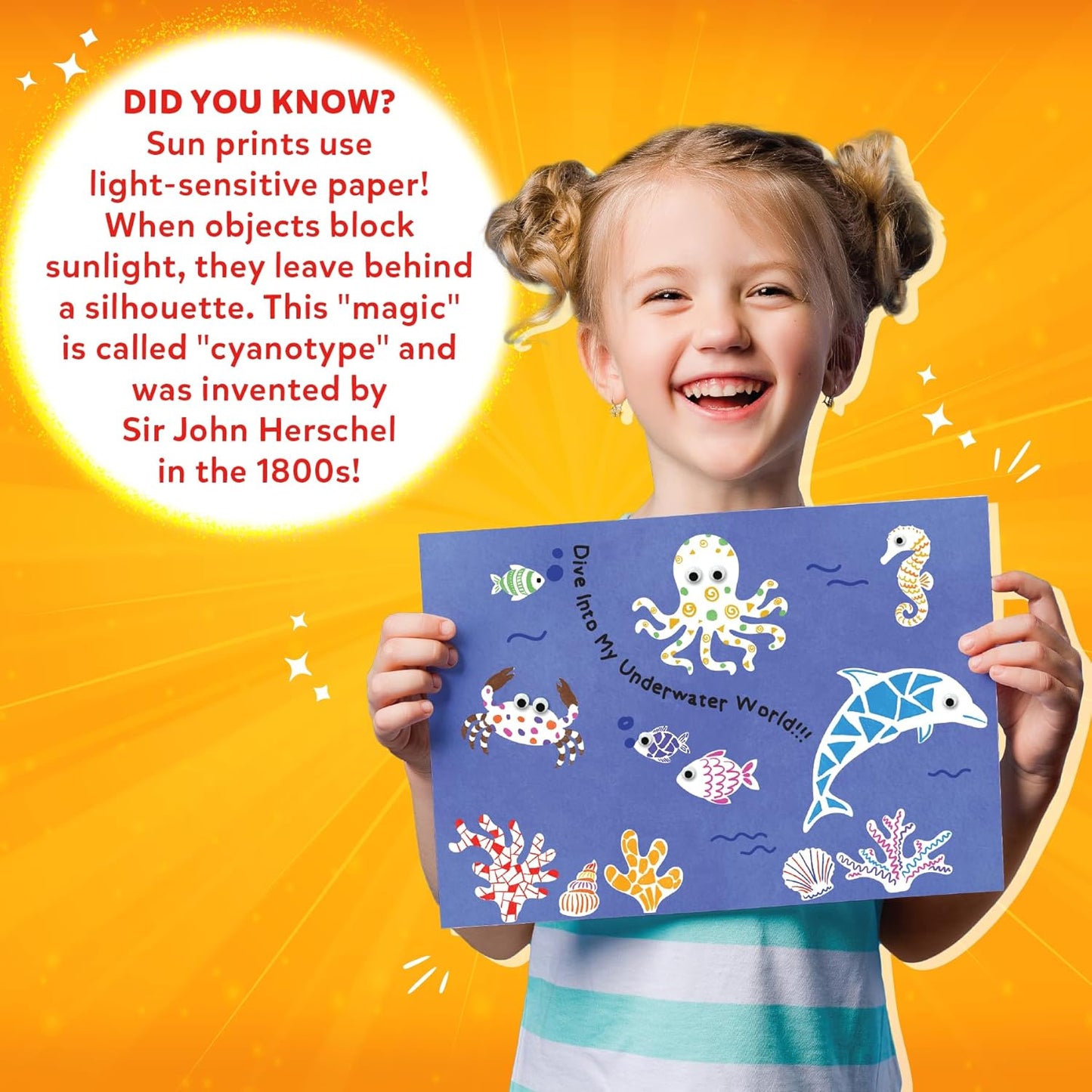 Skillmatics Sun Paper Art Kit - STEM Craft Kit for Kids with Decorative Paper, Stencils & Markers, Create with Sunlight, Mess-Free, Indoor Fun, Gifts for Ages 4, 5, 6, 7, 8, 9, 10, 11, 12