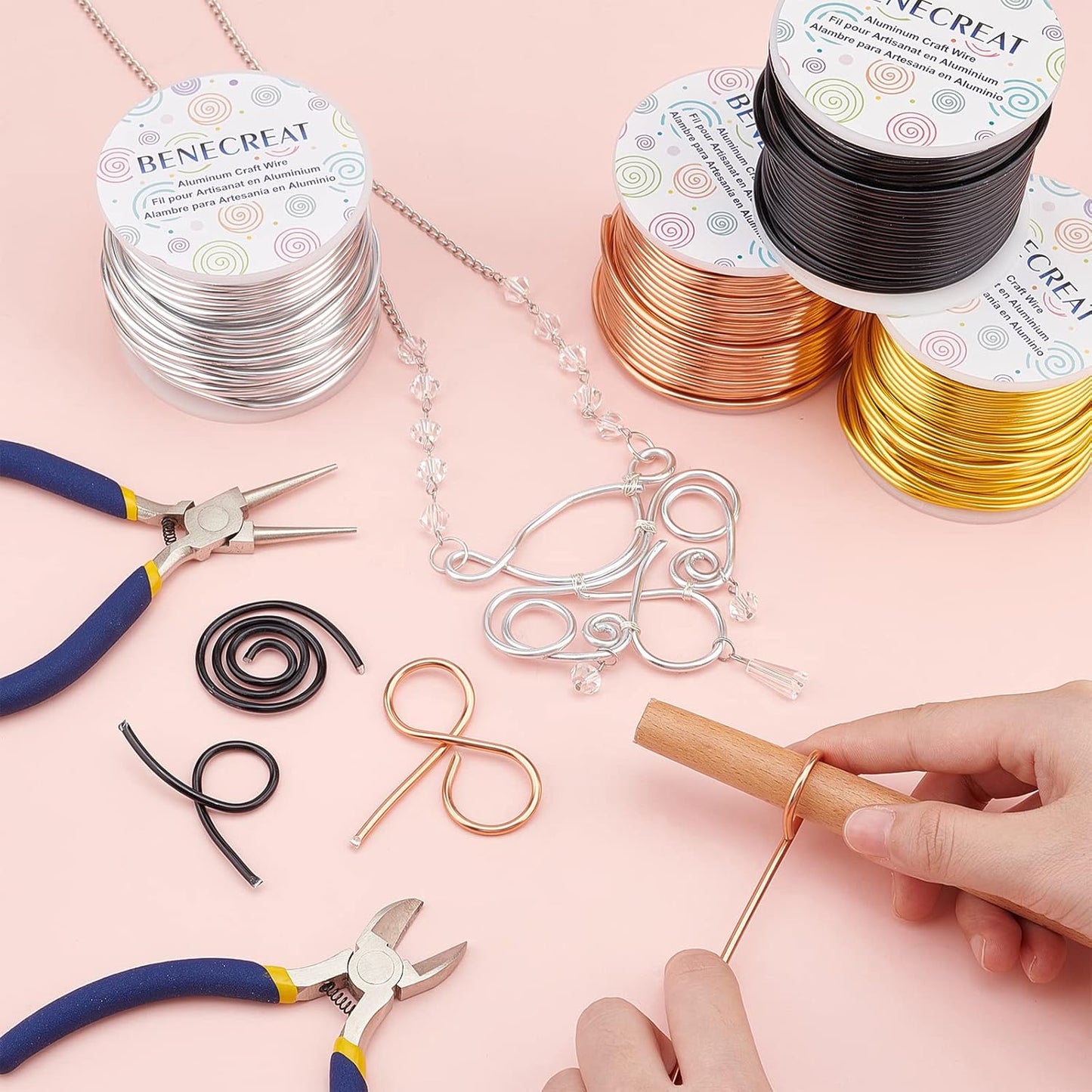 BENECREAT 10 Gauge Jewelry Craft Aluminum Wire 80 Feet Bendable Metal Sculpting Wire for Craft Floral Model Skeleton Making (Gold, 2.5mm)