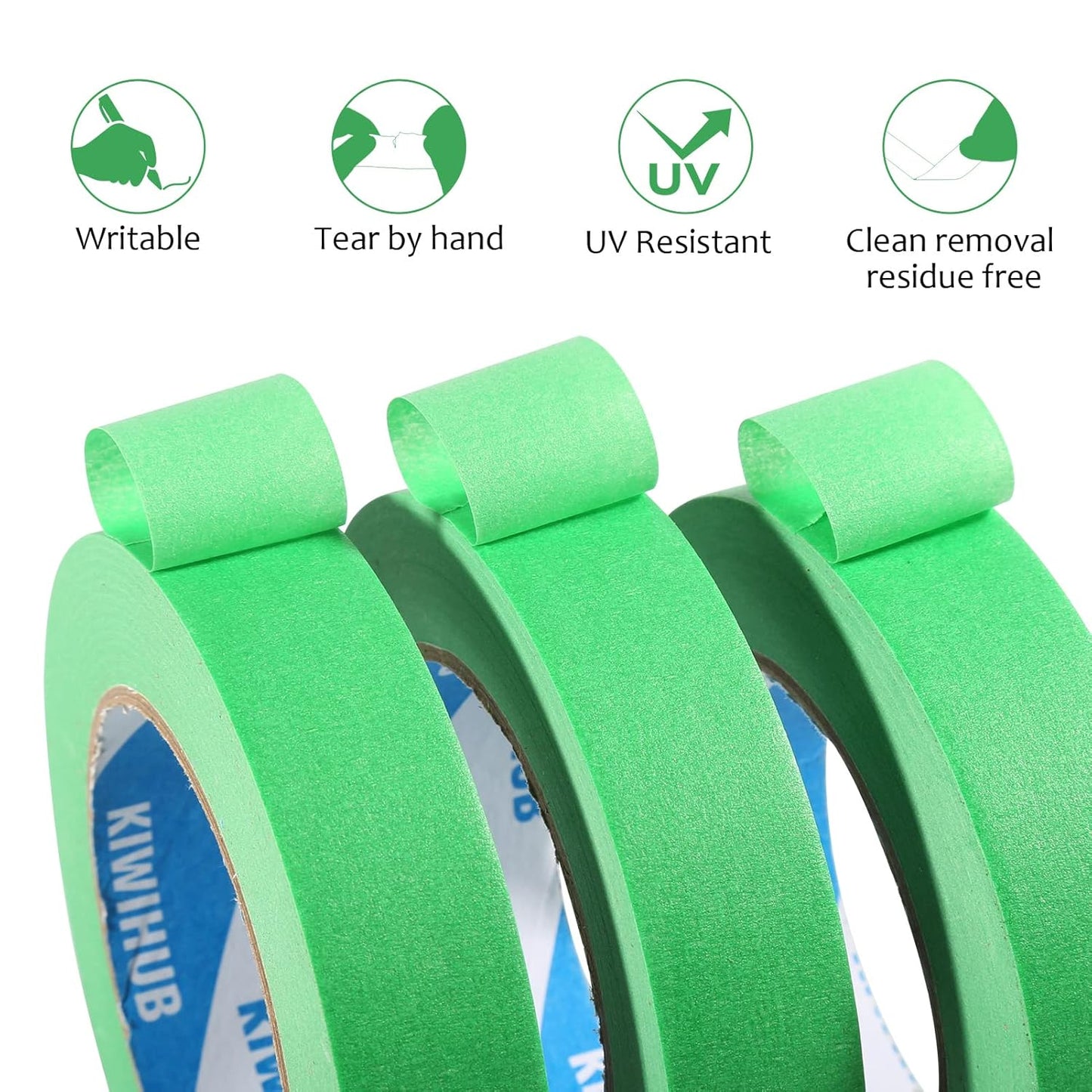 Green Painters Tape,1 inch x 60 Yards x 10 Rolls (600 Yards Total) - Medium Adhesive Masking Tape for Painting,Labeling,DIY Crafting,Decoration and School Projects