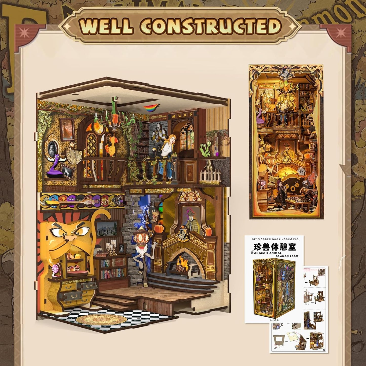 CUTEBEE Book Nook Kit - DIY Miniature House Kit for Adults and Teens, Dollhouse Booknook Tiny House Model Build Bookshelf Decor, Gifts for Family, Friends