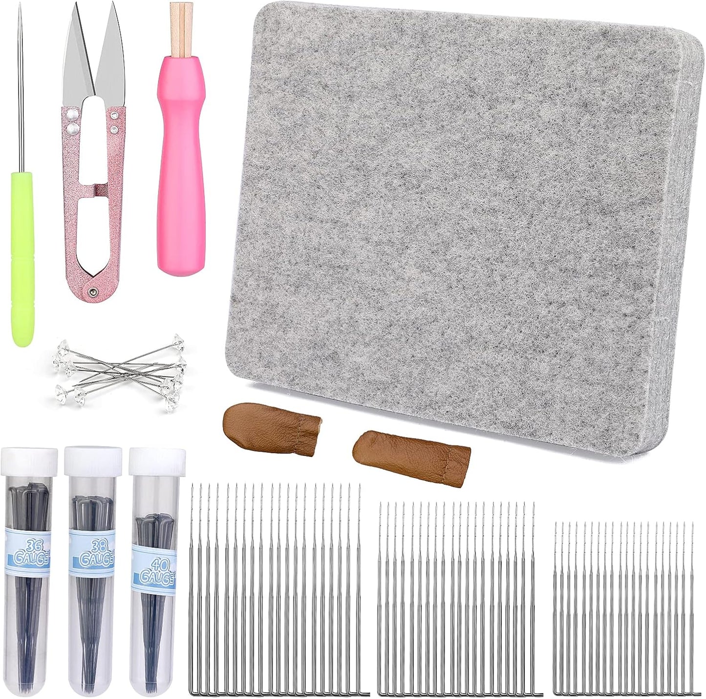 Mayboos Felting Kit with 8"x10" Mat, Needles for Wool & Leather Guards