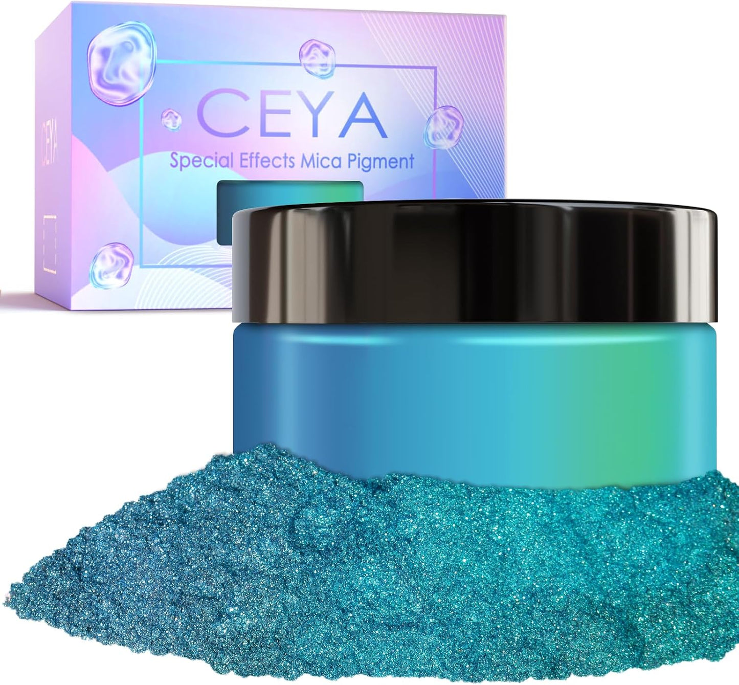Ceya Highly Chameleon Mica Pigment, 1.8oz/ 50g Peacock Blue Teal Chrome Powder, Cosmetic Grade Pearlescent Effect Color Shift Pigment for Epoxy Resin, Makeup, Nail Polish, Soap Dye, Candle Making