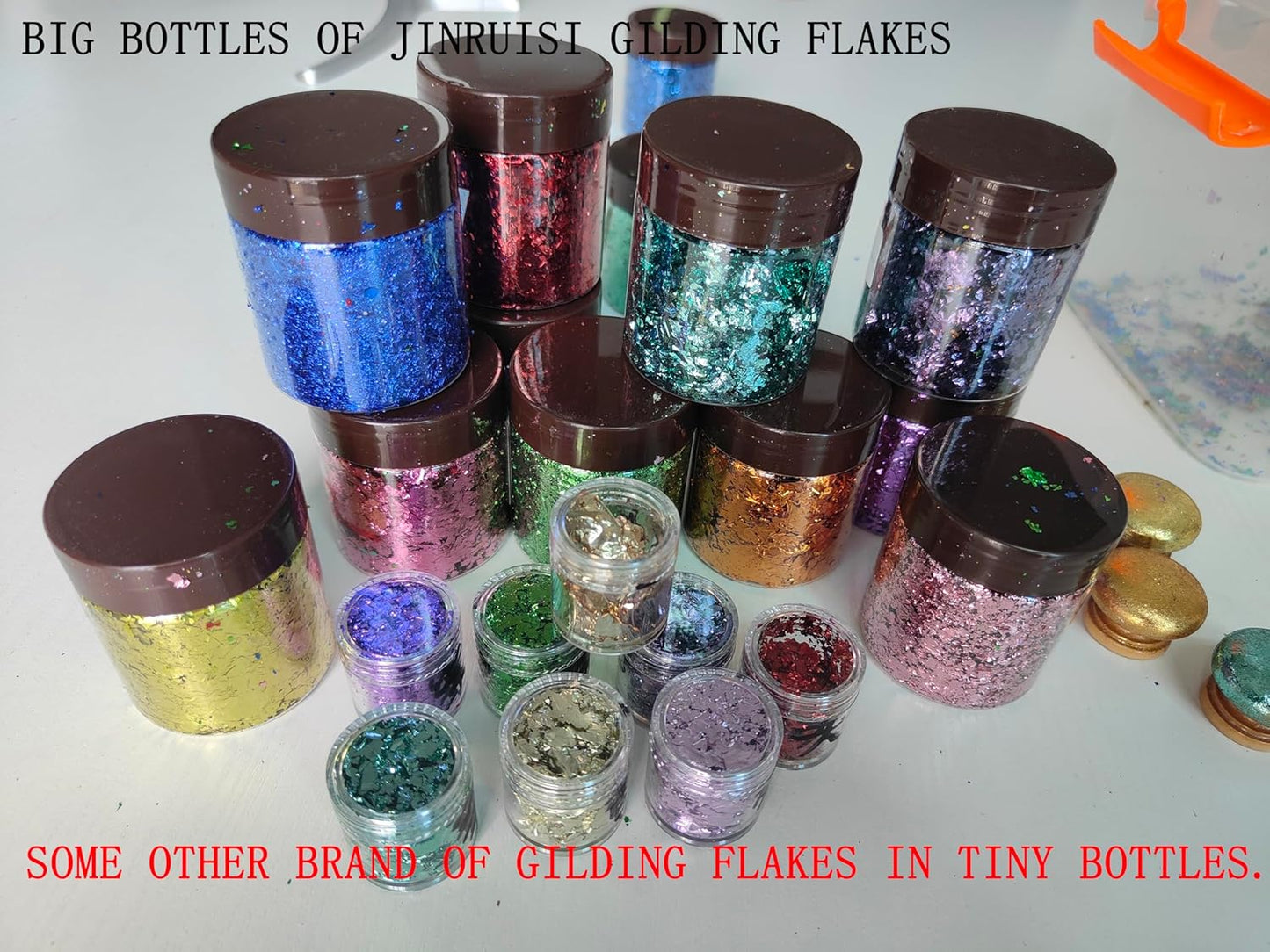 Gilding Flakes,Gold Foil Flakes for Resin,Blue Red Purple Pink Metallic Foil Flakes for Resin Jewelry Making,Nails,Painting Art,Crafts and Slime (Rose red)