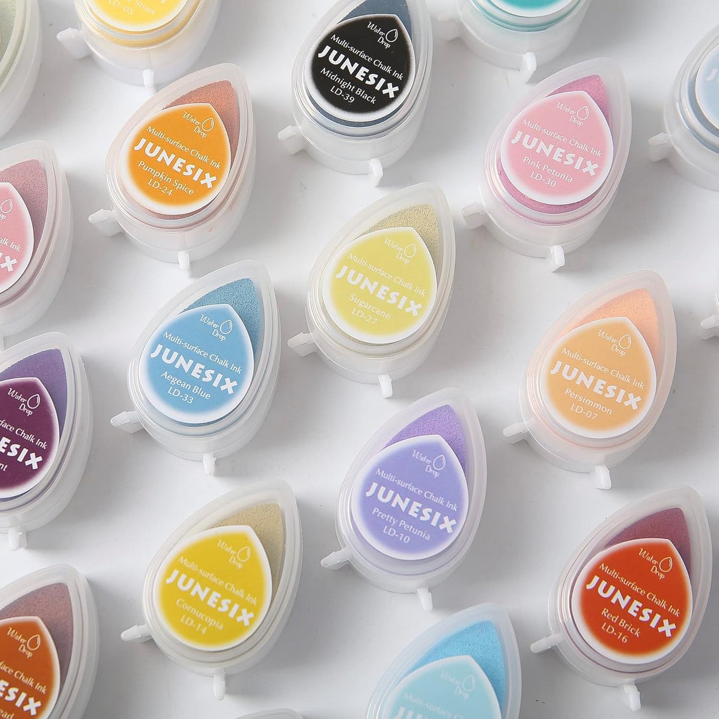 Stamp Pad,17 Colors Water Drop Pigment Ink Pads for Stamps,Scrapbooking Color Painting,Wood, Fabric and Paper Surface. Chalk Sticky Inks for Embossing Powder,(17 Pack)