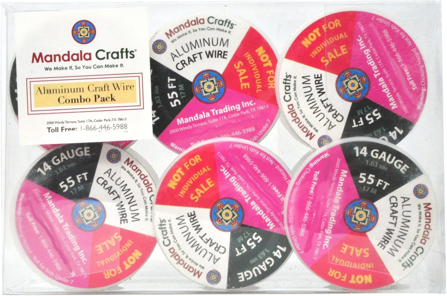 Mandala Crafts 14 Gauge Anodized Aluminum Craft Wire for Jewelry Making – 330 FT Colored Flexible Rose Gold Combo Wire - Bendable for Bonsai Armature Crafting Sculpting