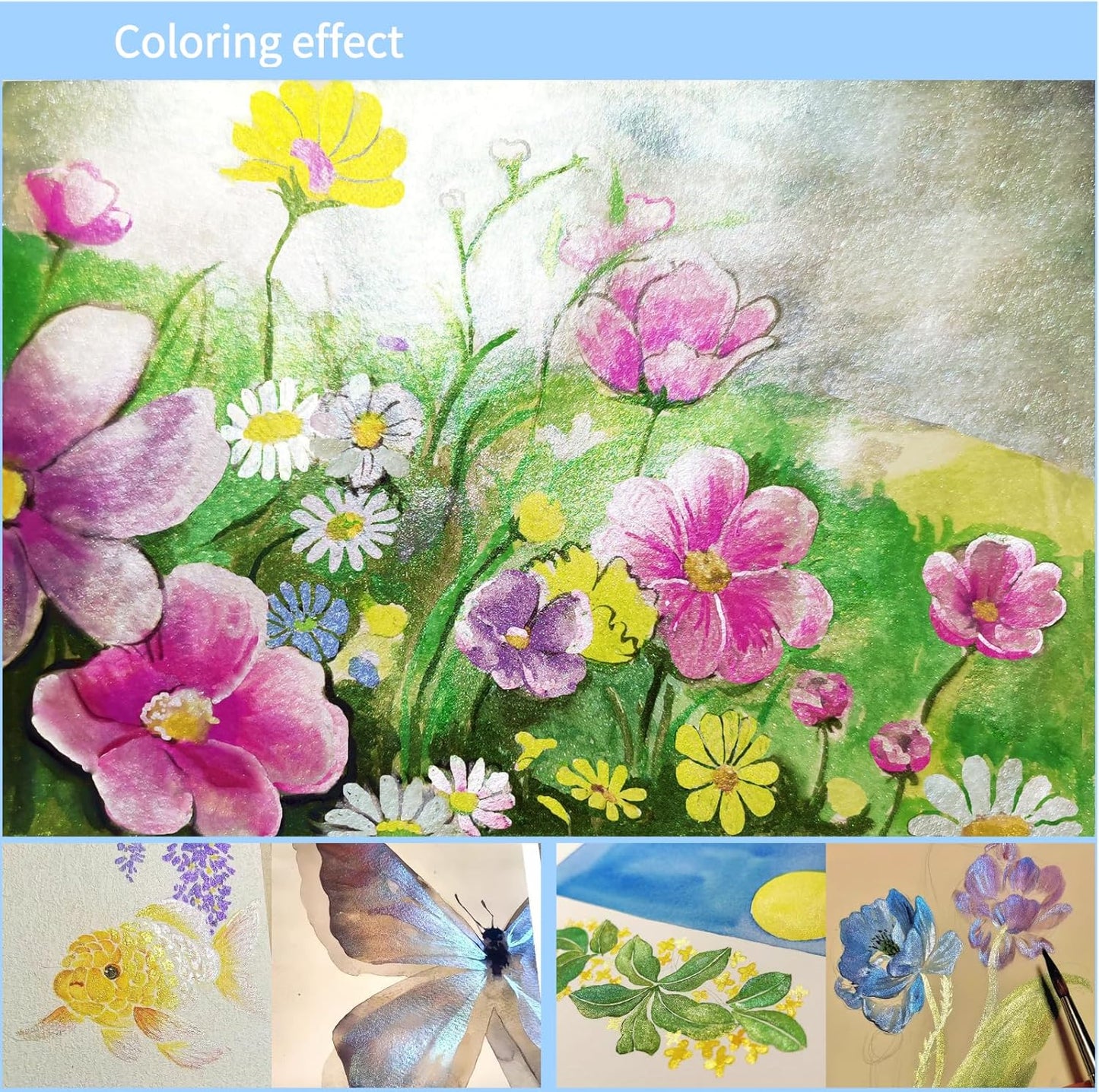 2ml Large Capacity Metallic Watercolor Paint Set, 36/60/84 Color Metallic/Pearlescent/Glitter/Color Shifting/Shimmer Water Color Paint for Adult Kids with 2 Paintbrushes