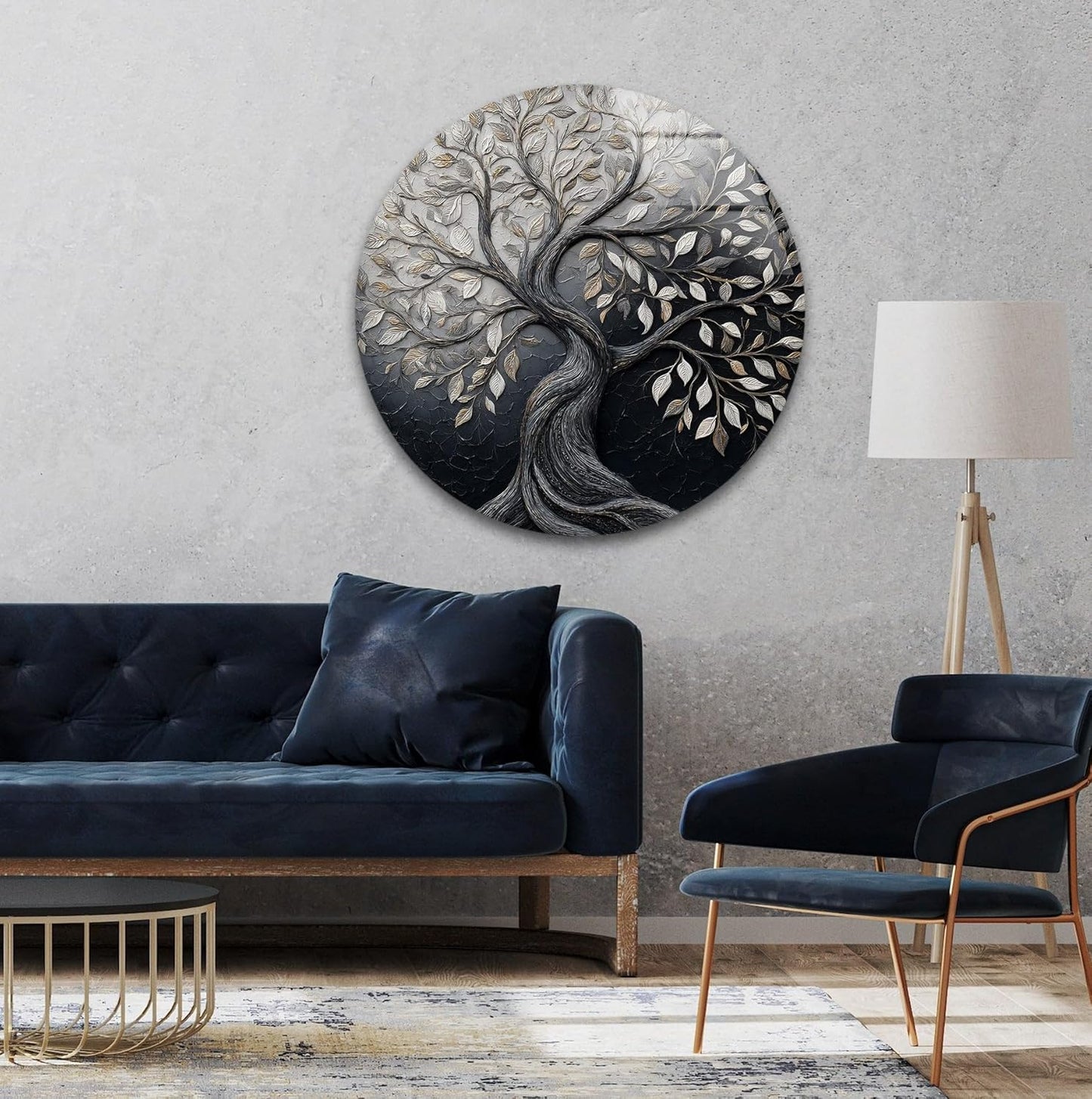 My Photostation.com 39,4''(100cm) Diameter Twilight Tree of Life Round Glass Wall Art Tempered Glass Printing Wall Decor Large Wall Art Wall Hangings