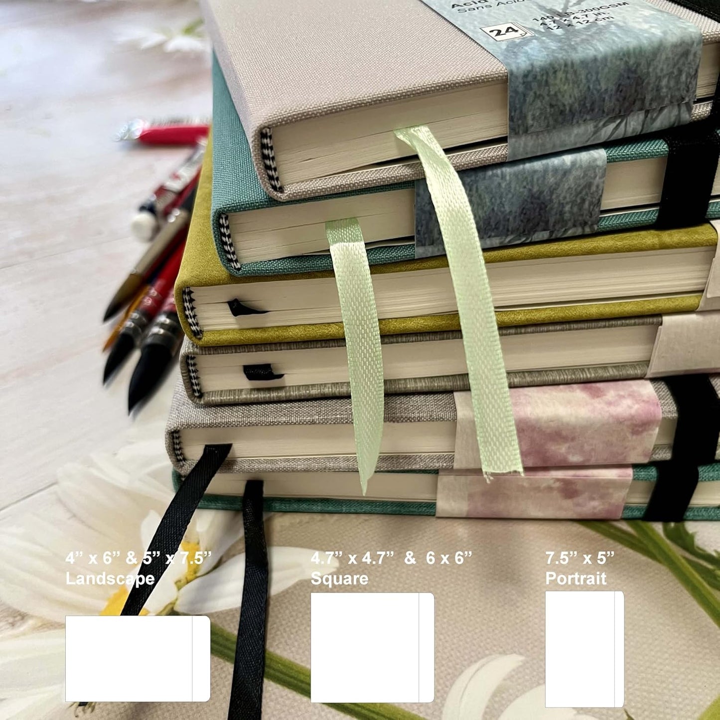 Watercolor Sketchbook, 5x7.5, 140 LB, 300 GSM, 100% Cotton Paper, Cold Press, 24 Sheets,48 Pages, Watercolor Journal for Use As Travel Sketch Book and Mixed Media Pad On The Go. (5"x7.5", Gray)