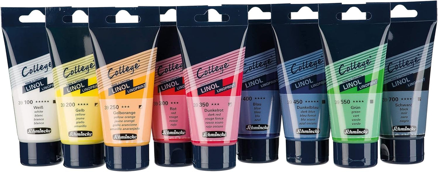 Schmincke - College Linol, artists' lino printing inks, red in 75 ml tube, 39300013, low-odour water-based lino printing ink, lightfast, even print