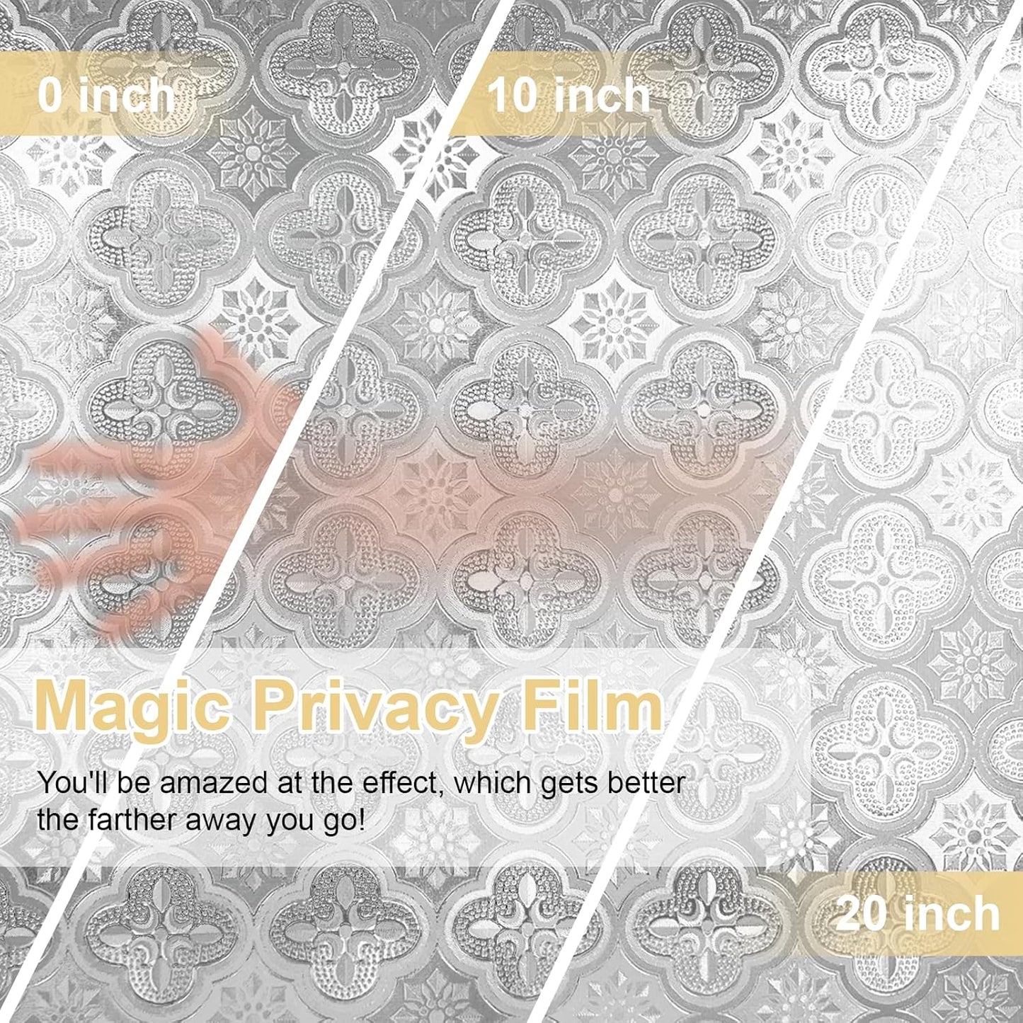 Window Privacy Film Decorative for Front Door, Bathroom Static Cling Stained Glass Sticker Opaque Heat Control UV Blocking Non-Adhesive for Home Windows 17.5 X 118.1 inches