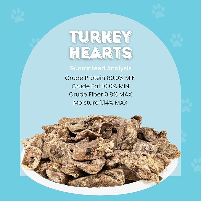 hotspot pets Freeze Dried Turkey Hearts Treats for Cats & Dogs -Made in USA, 1lb Big Bag, Single Ingredient All Natural Grain-Free Turkey Heart - Great for Training, As a Topper or Snack
