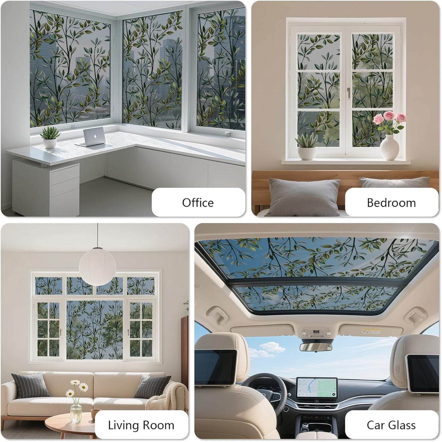 NINETREX One Way Window Privacy Film, Daytime Privacy Static Cling Sun Blocking Anti UV Reflective Window Tint for Home and Office 17.5 x 78.7 inches, Black Silver Leaf