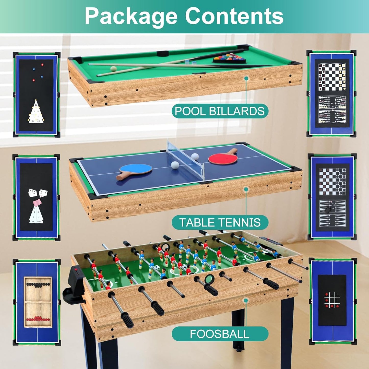 12-in-1 Game Table - 48" Combo Game Table, Ping Pong Table, Foosball Table, Air Hockey Table, Pool Table - Sports Arcade Games with Accessories - Ideal for Game Rooms and Family Game Nights!