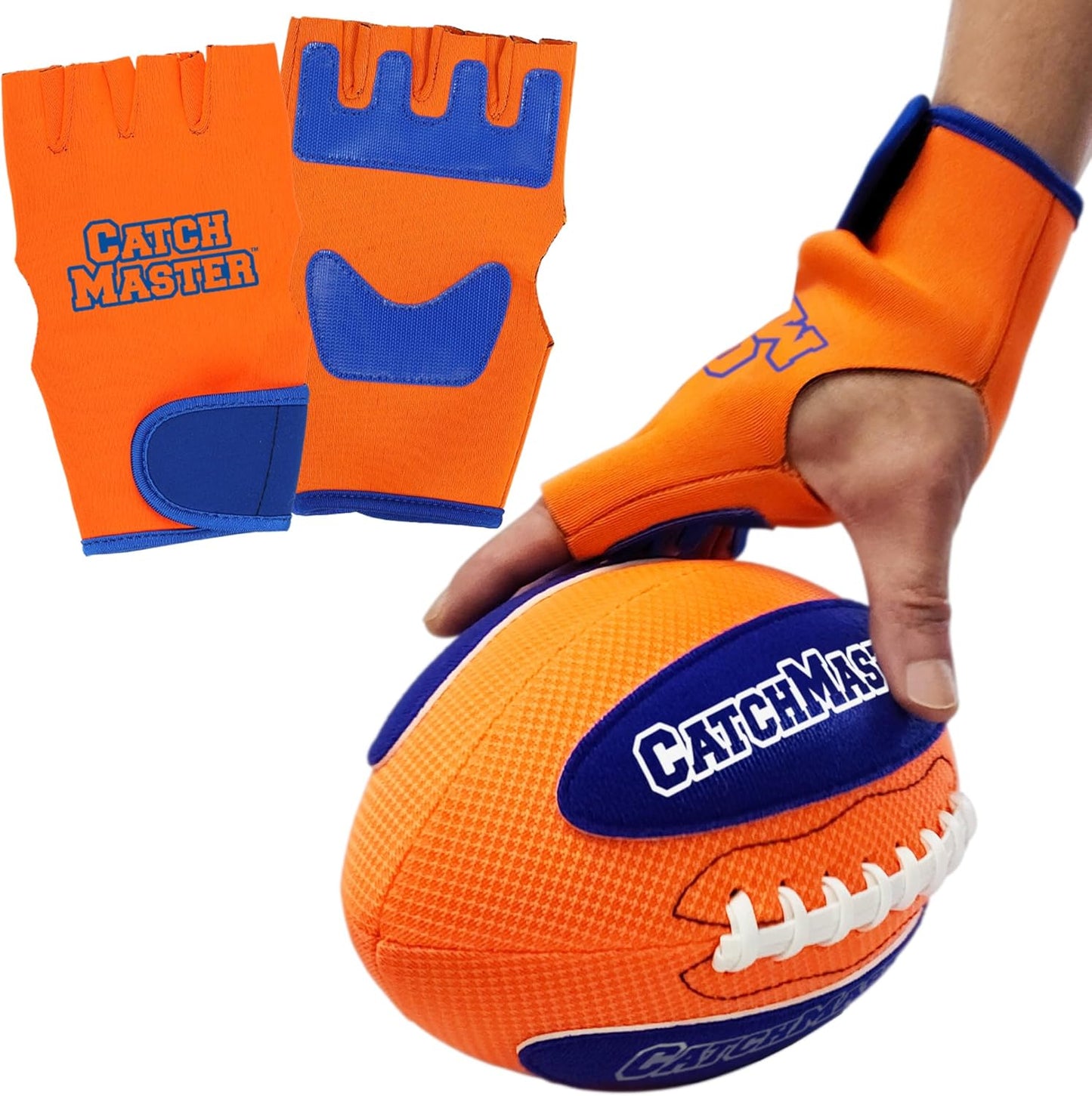 Funwares CatchMaster Water Football Set – Lightweight, Double-Laced Ball + 2 Gloves for Beach, Swimming Pool, or Backyard – All Weather Fun & Active Play for Kids, Teens & Families