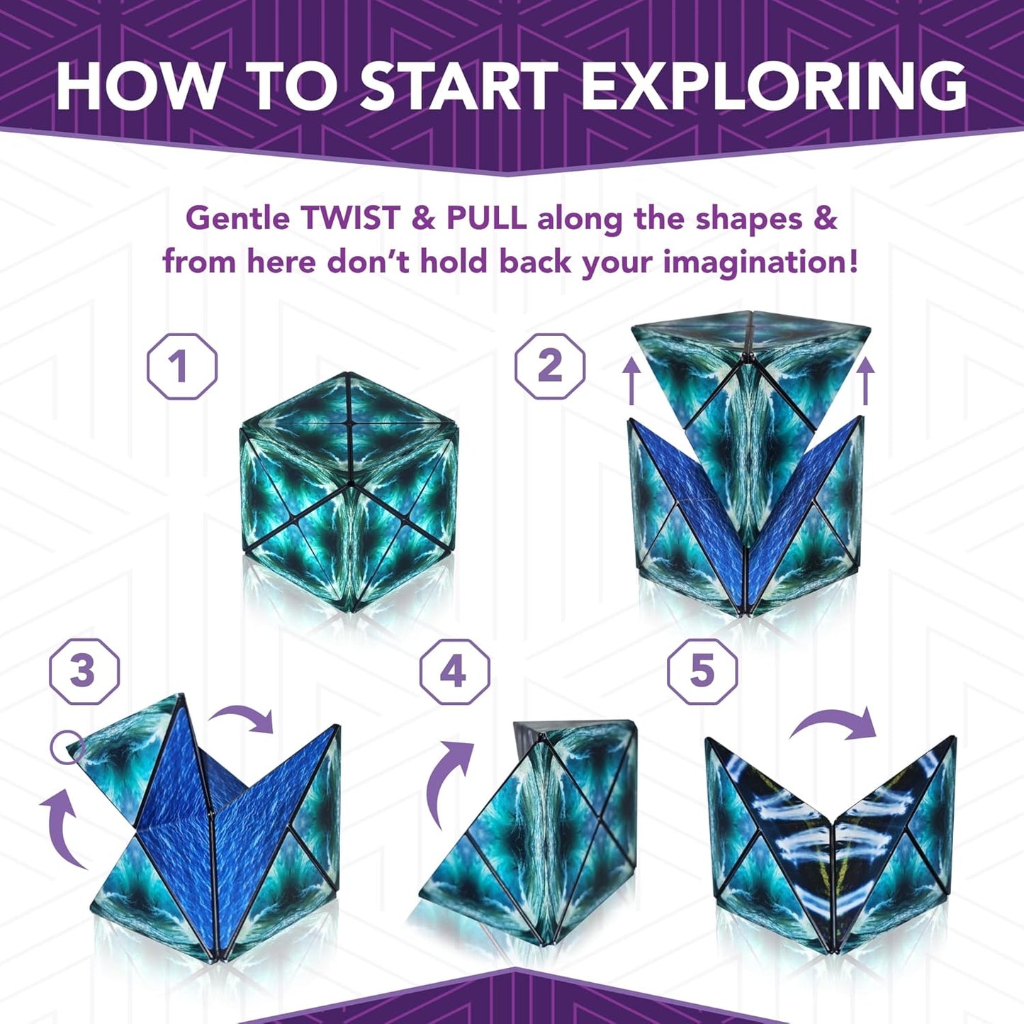 Duomoto Magnetic Transforming Cube - Shape Shifting Double Creativity Puzzle w/ 96 Rare Earth Magnets - Transforms Into Over 100 Shapes - by Fun in Motion Toys - Creators of Shashibo & Cubendi