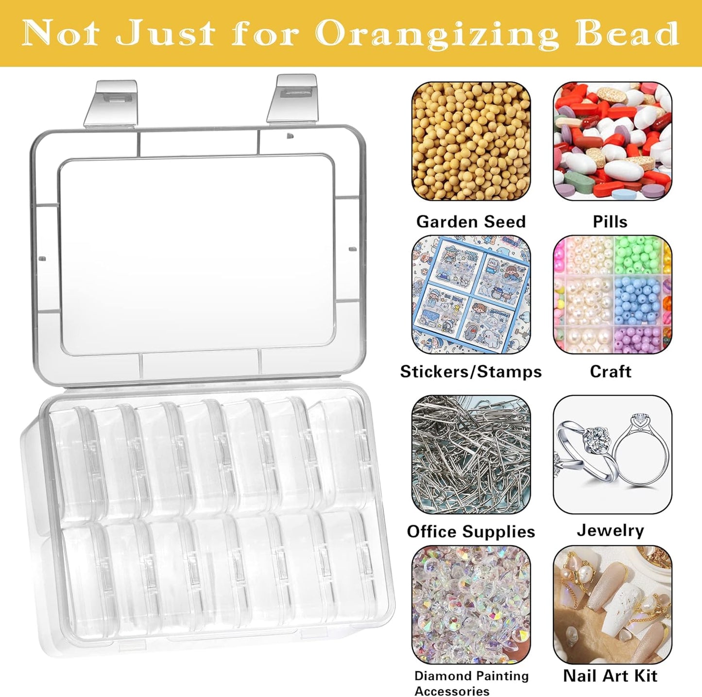 Mathtoxyz Small Bead Organizers, 45 Pieces Plastic Storage Cases Mini Clear Bead Storage Containers Transparent Boxes with Hinged Lid and Rectangle Clear Craft Supply Case