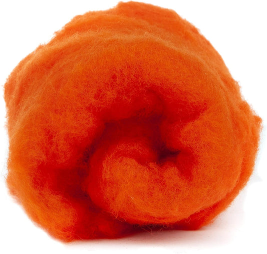 Desert Breeze Distributing Maori Wool Carded Batting, 100% Natural New Zealand Wool Made by DHG in Italy for Needle Felting, 3.5 OZ, 27 Micron, Color Orange