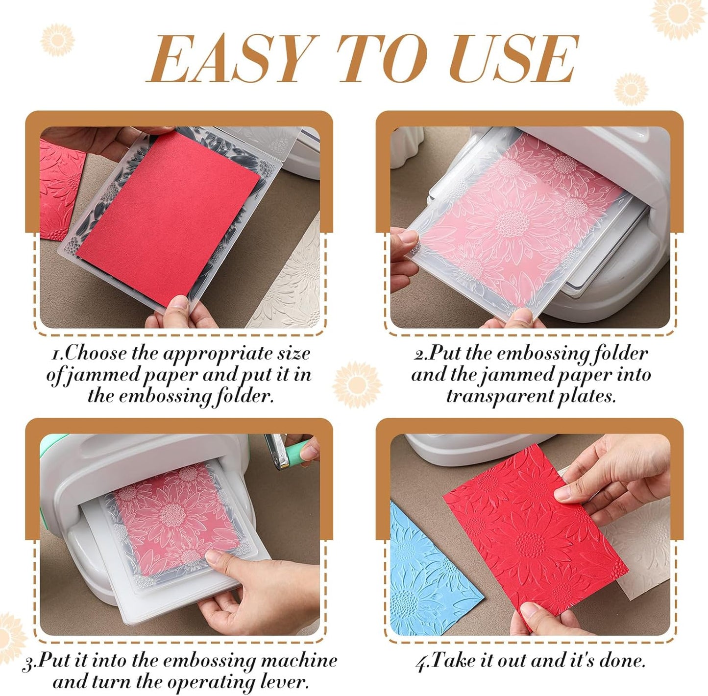 Geiserailie 1 Pcs Embossing Folders Embossing Machine Template Paper Card Folders for Christmas Card Making DIY Flower Scrapbook Photo Album Craft Decoration 5.9 x 4.1 Inch (Sunflower Style)