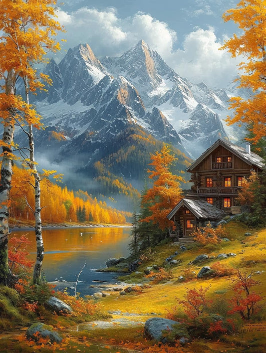 14CT Counted Cross Stitch Kits for Adults Mountain Flowers Advanced Stamped Cross Stitch Kits for Adults (Mountain 2)