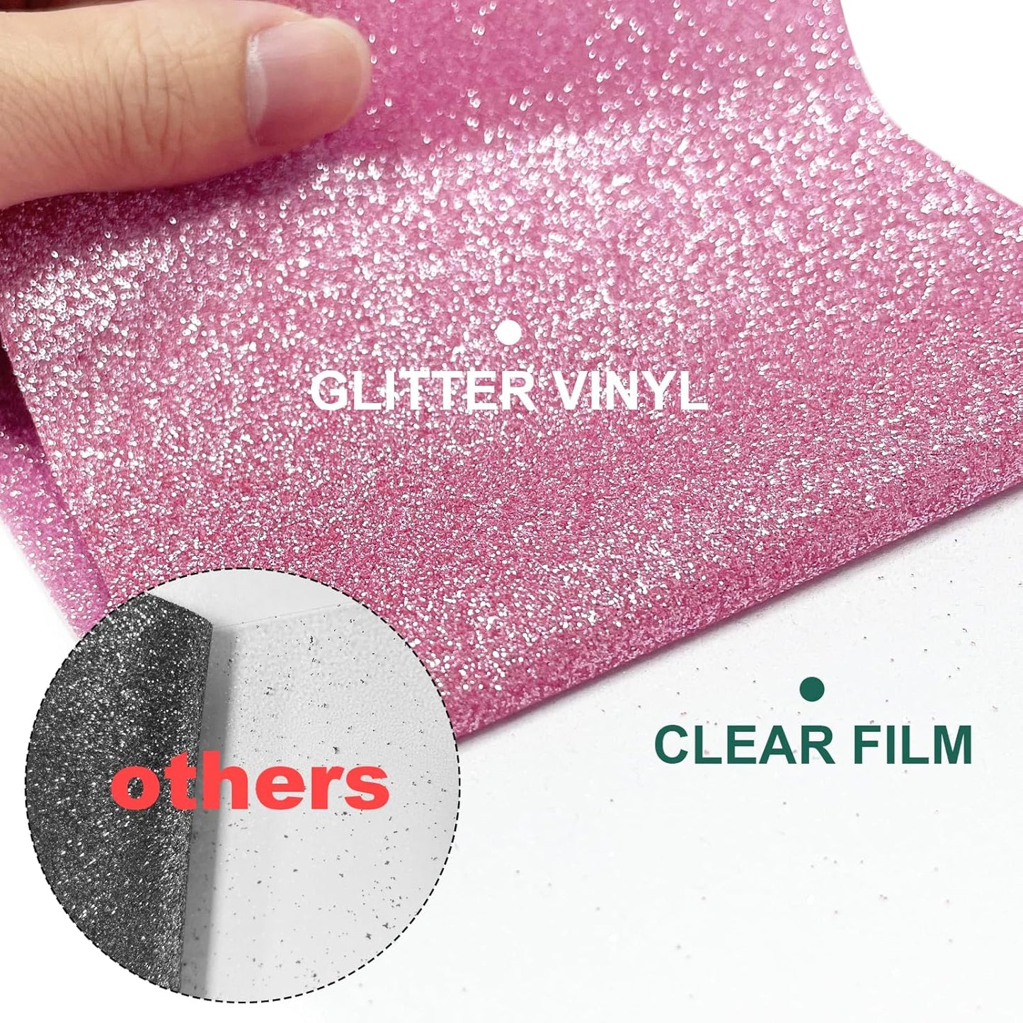 Glitter HTV Heat Transfer Vinyl Rolls- 10" x 8ft. Glitter HTV for Shirts. Iron on Vinyl and Heat Transfer Vinyl for All Cutters Machines. Easy to Cut & Weed Heat Vinyl Designs (Rouge Powder)