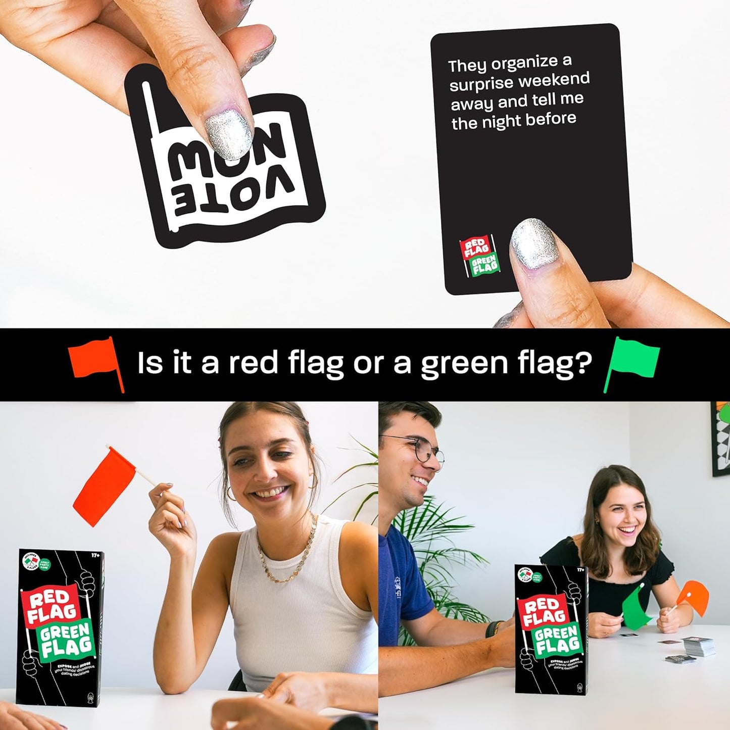 Lucky Egg - Fun Red & Green Flag Party Game - Judge Friends' Dating Decisions - 230 Diverse Questions - Adult Party Game